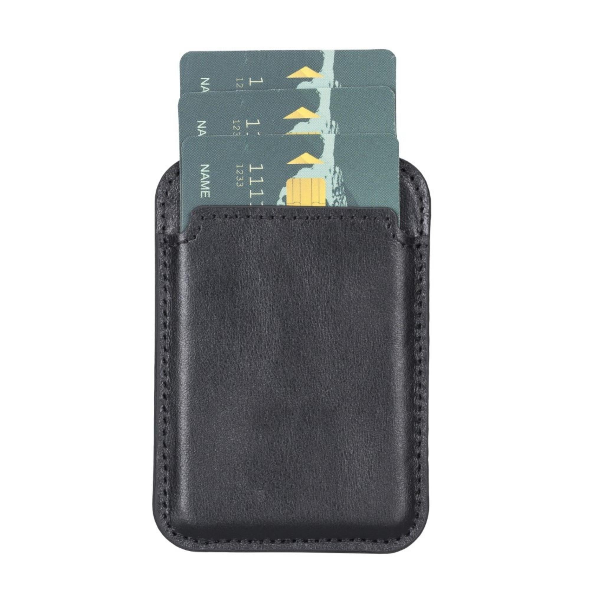 Cortland Full-Grain Leather Card Holder Wallet with Magnet, showcasing its elegant design and premium leather finish.