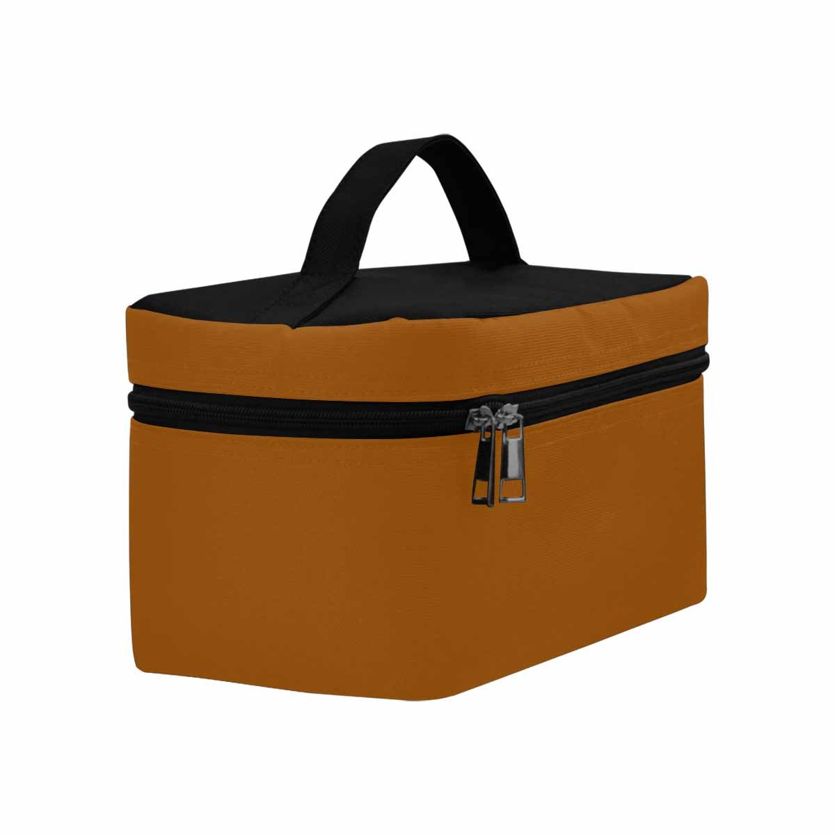 Stylish brown cosmetic bag with multiple compartments and zipper closure, perfect for organizing beauty essentials.