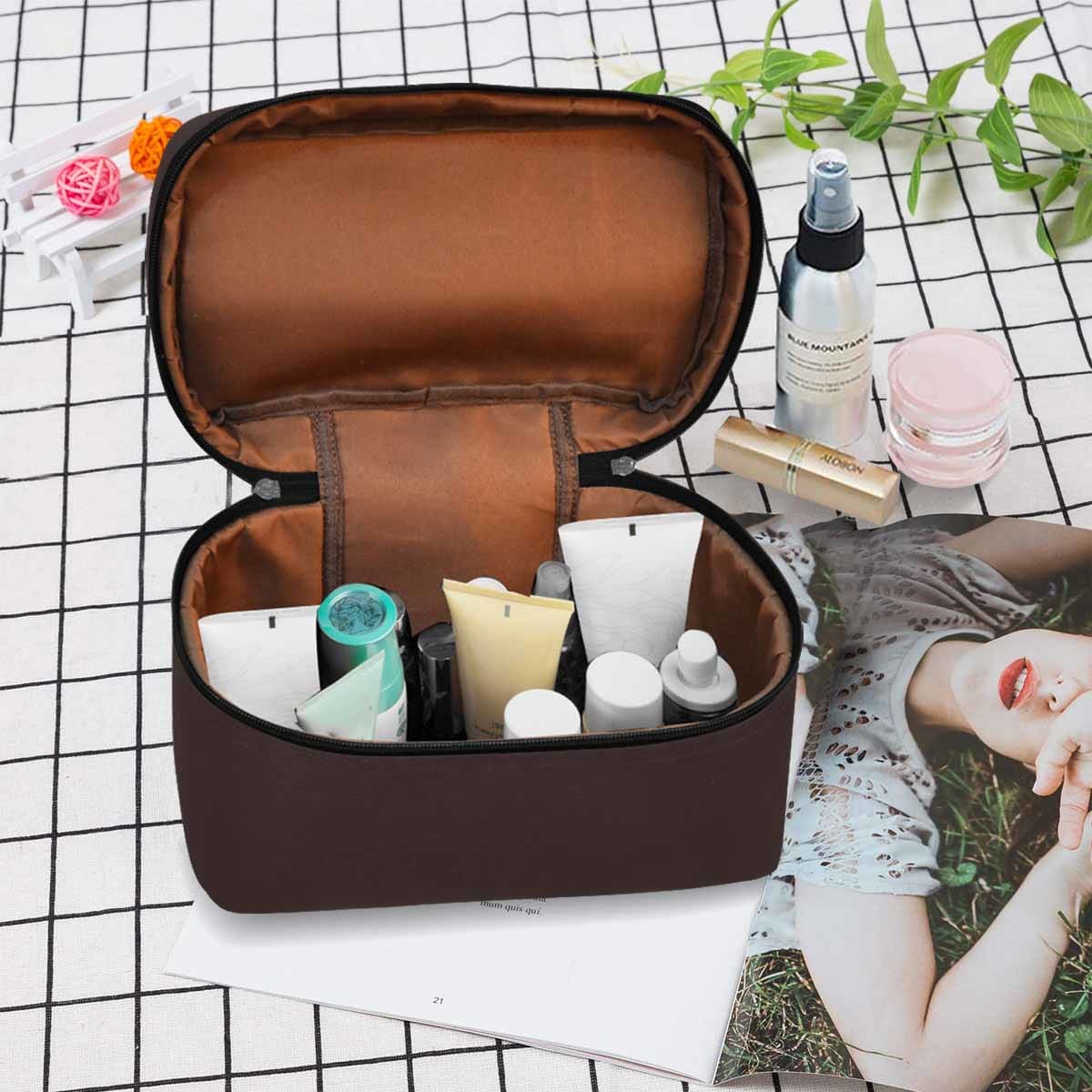 Carafe Brown Cosmetic Bag showcasing a stylish and functional design with compartments for organizing beauty essentials.