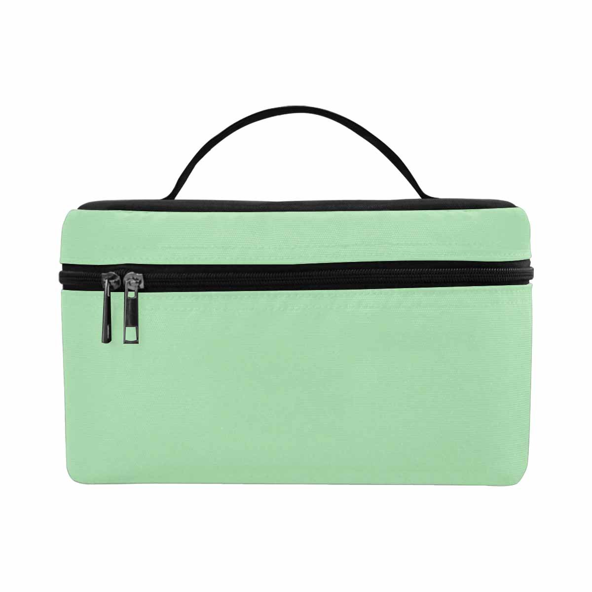 Celadon Green Cosmetic Bag with multiple compartments and zipper closure, perfect for organizing beauty essentials.