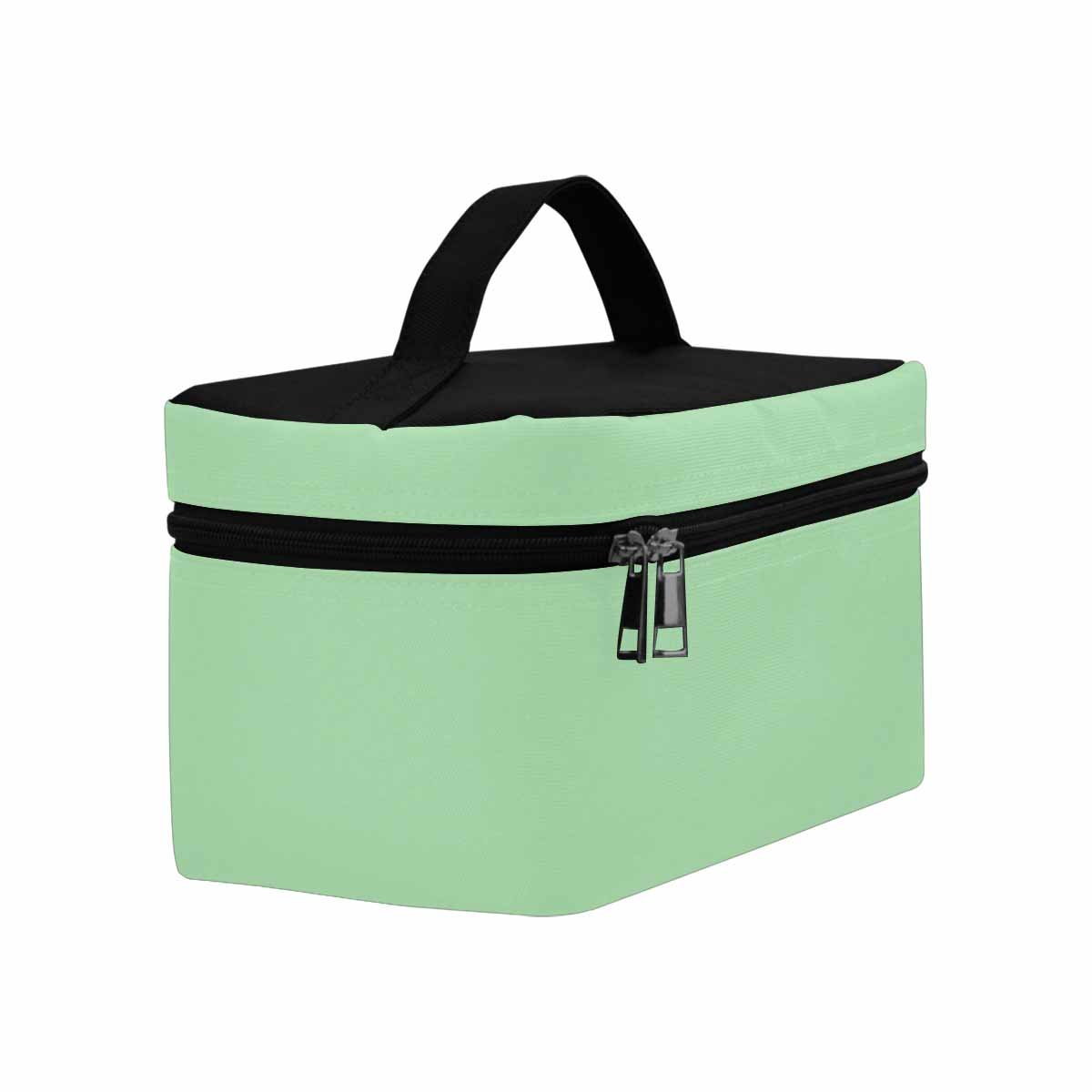 Celadon Green Cosmetic Bag with multiple compartments and zipper closure, perfect for organizing beauty essentials.