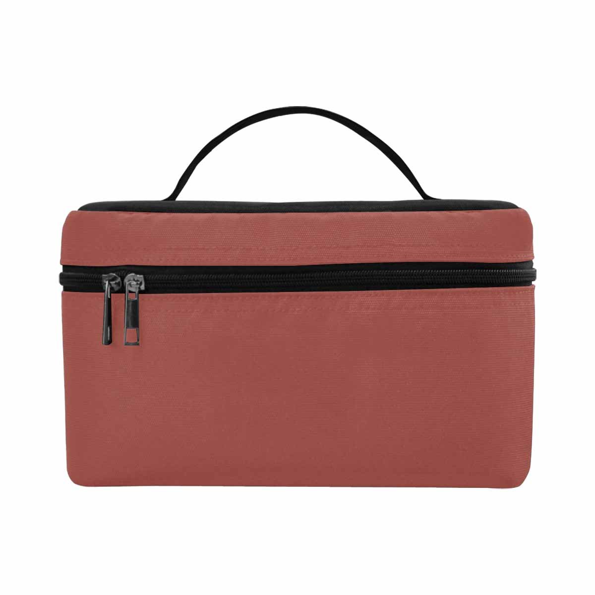 Cognac Red Cosmetic Bag with multiple compartments and zipper closure, perfect for organizing beauty essentials.