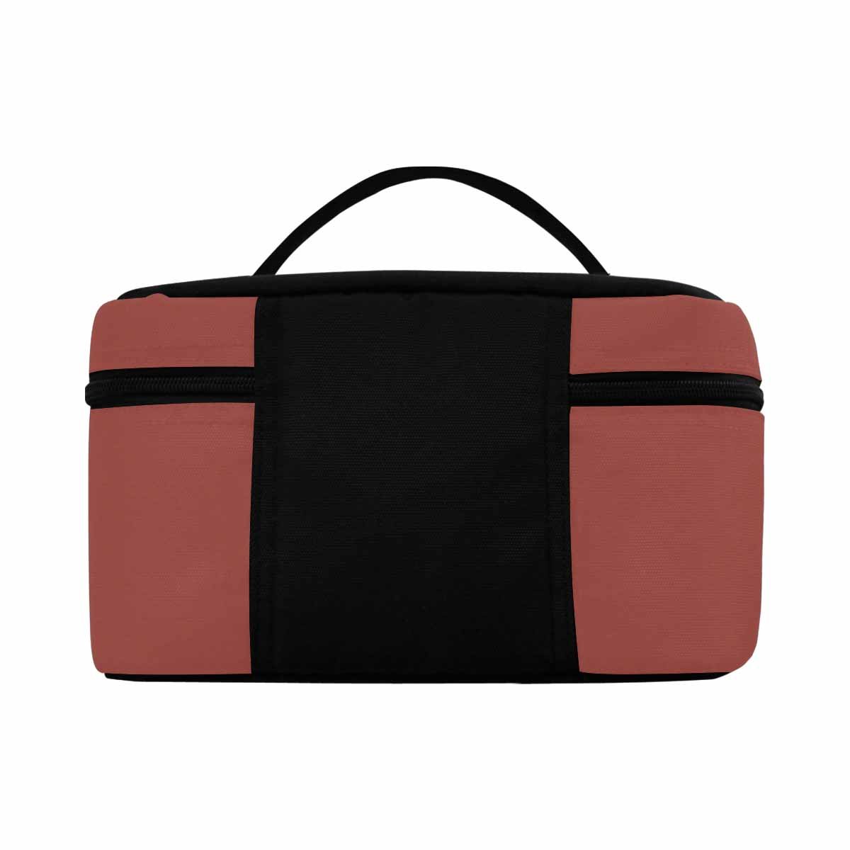 Cognac Red Cosmetic Bag with multiple compartments and zipper closure, perfect for organizing beauty essentials.