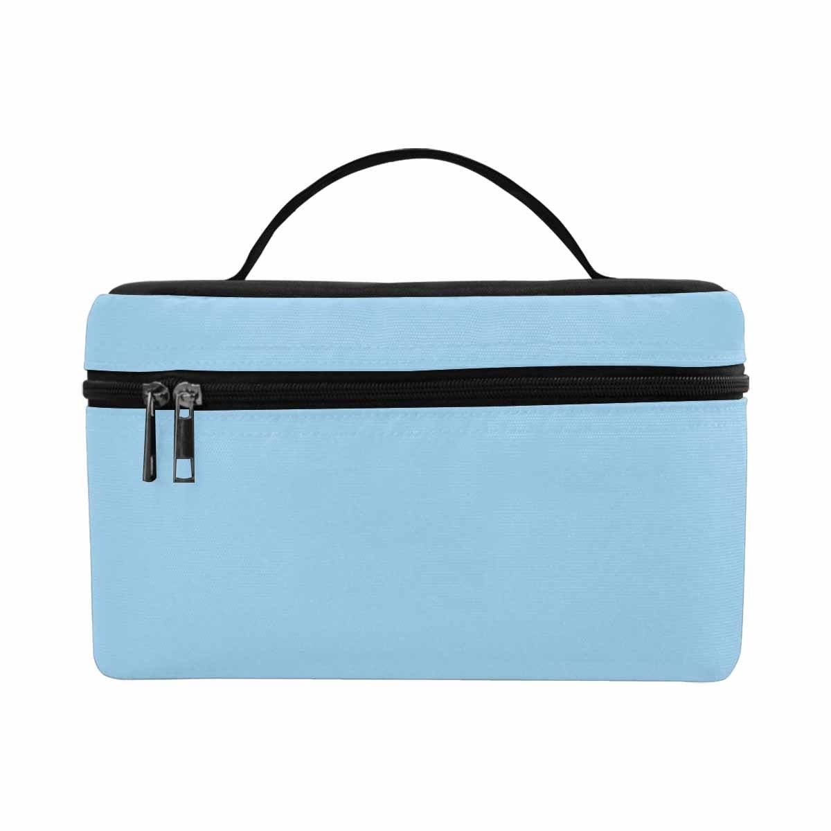 Cornflower Blue Cosmetic Bag with multiple compartments and secure zipper closure, perfect for organizing beauty essentials.