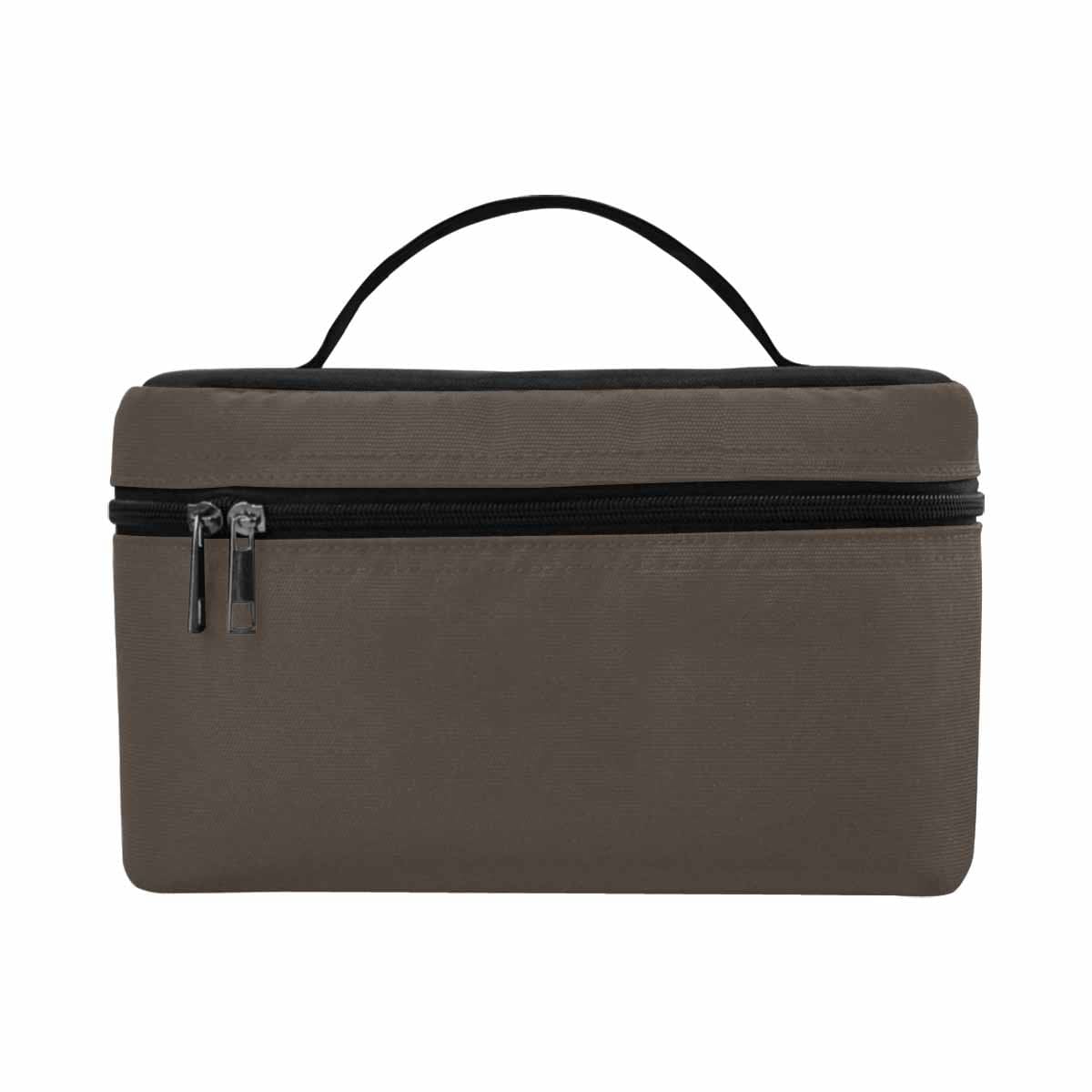 Dark Taupe Brown Cosmetic Bag with multiple compartments and zipper closure, ideal for organizing beauty essentials.