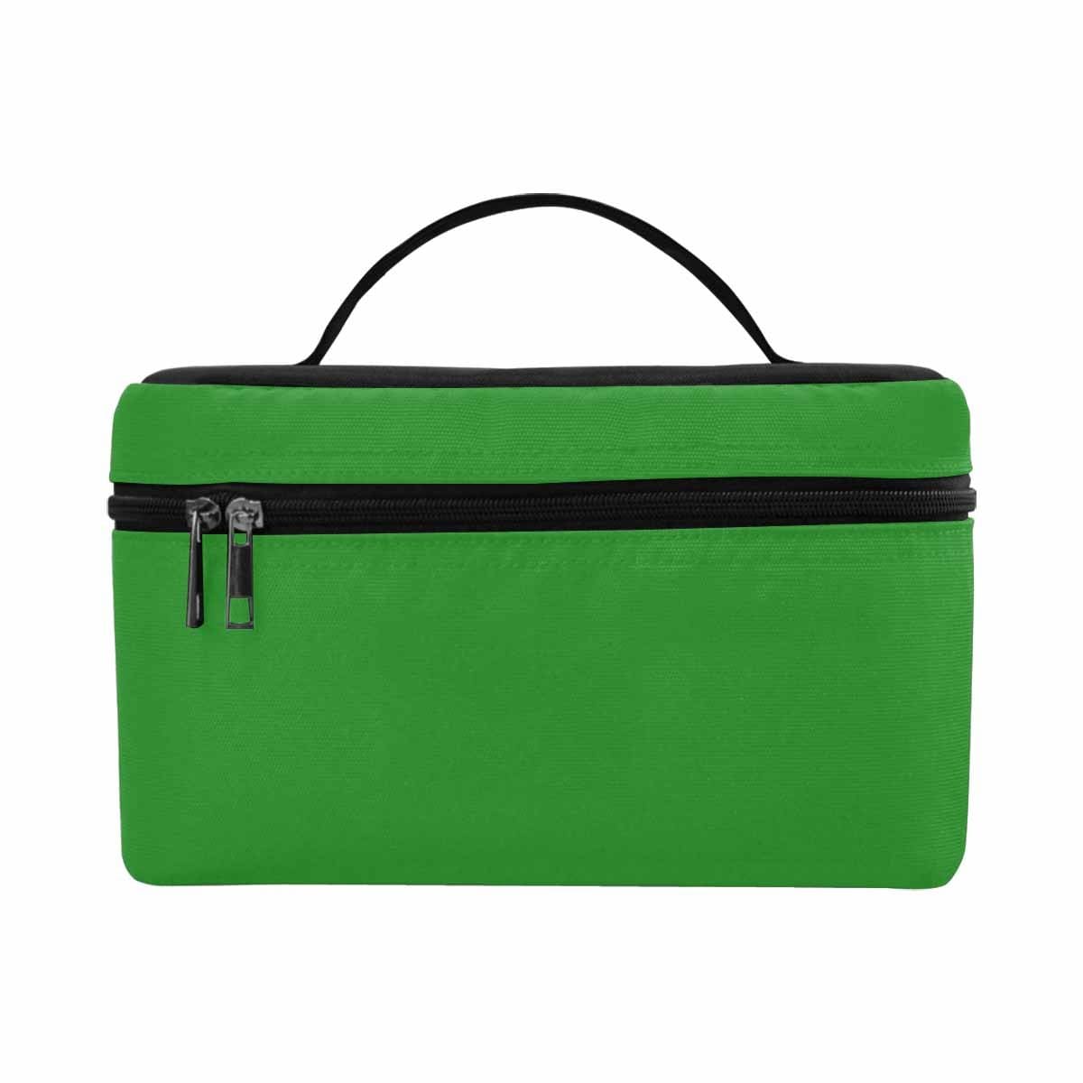 Stylish forest green cosmetic bag with multiple compartments, perfect for organizing beauty essentials.