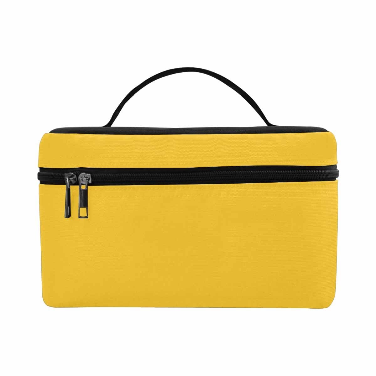 Freesia Yellow Cosmetic Bag showcasing its stylish design and spacious compartments for beauty essentials.