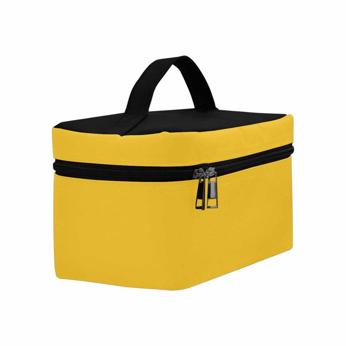 Freesia Yellow Cosmetic Bag showcasing its stylish design and spacious compartments for beauty essentials.