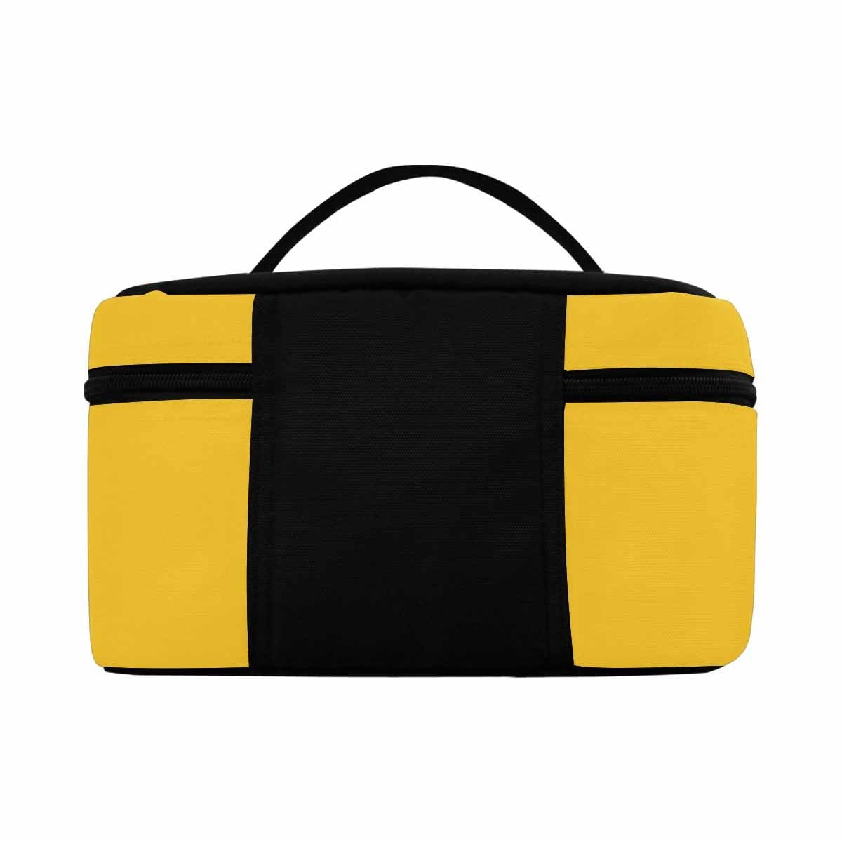 Freesia Yellow Cosmetic Bag showcasing its stylish design and spacious compartments for beauty essentials.