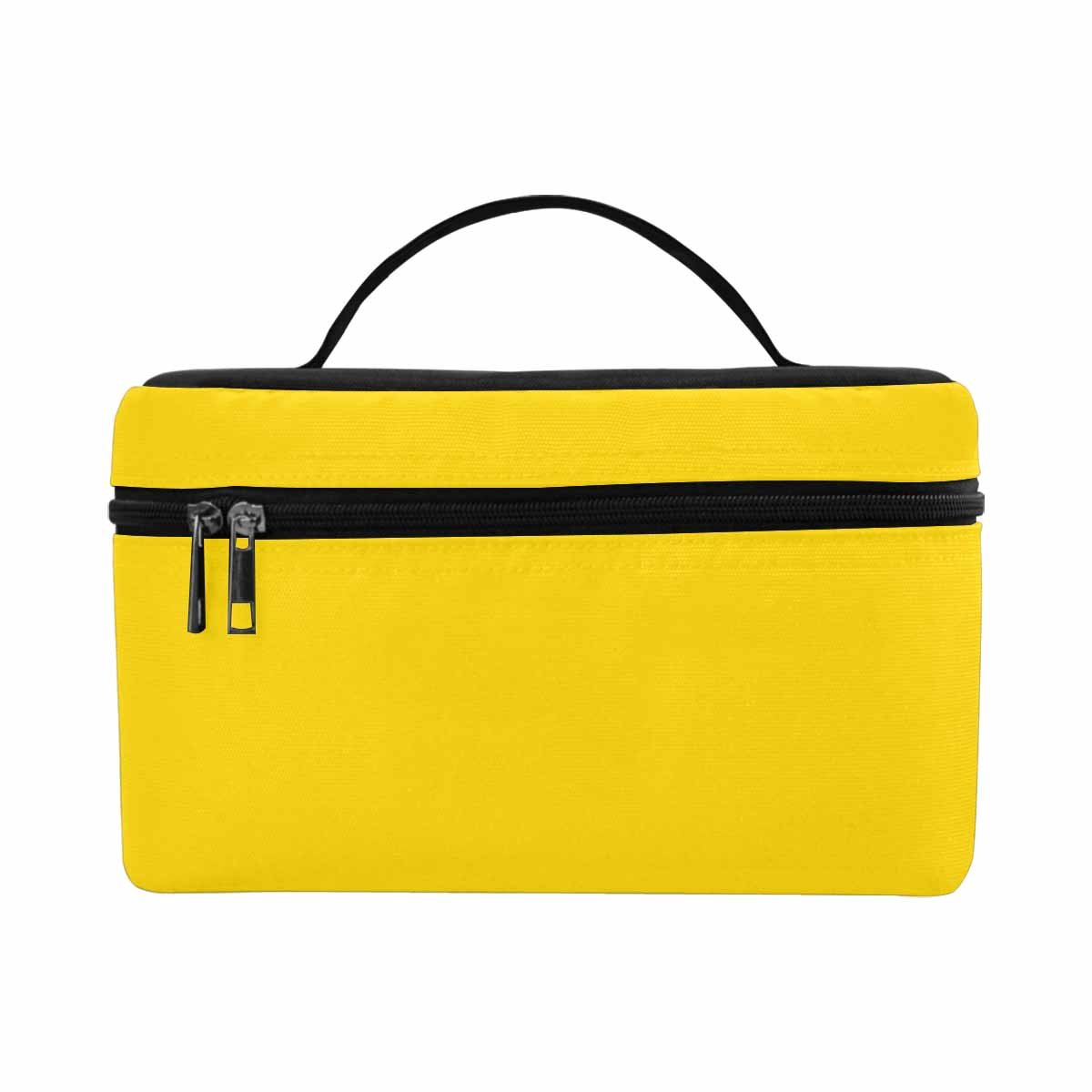 Stylish Gold Yellow Cosmetic Bag with compartments for organizing beauty essentials, featuring a secure zipper closure and water-resistant material.