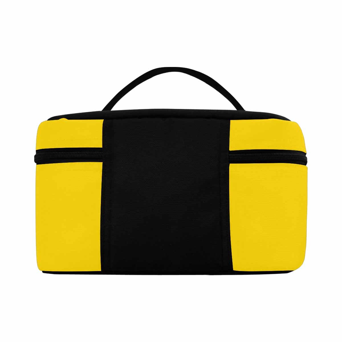 Stylish Gold Yellow Cosmetic Bag with compartments for organizing beauty essentials, featuring a secure zipper closure and water-resistant material.