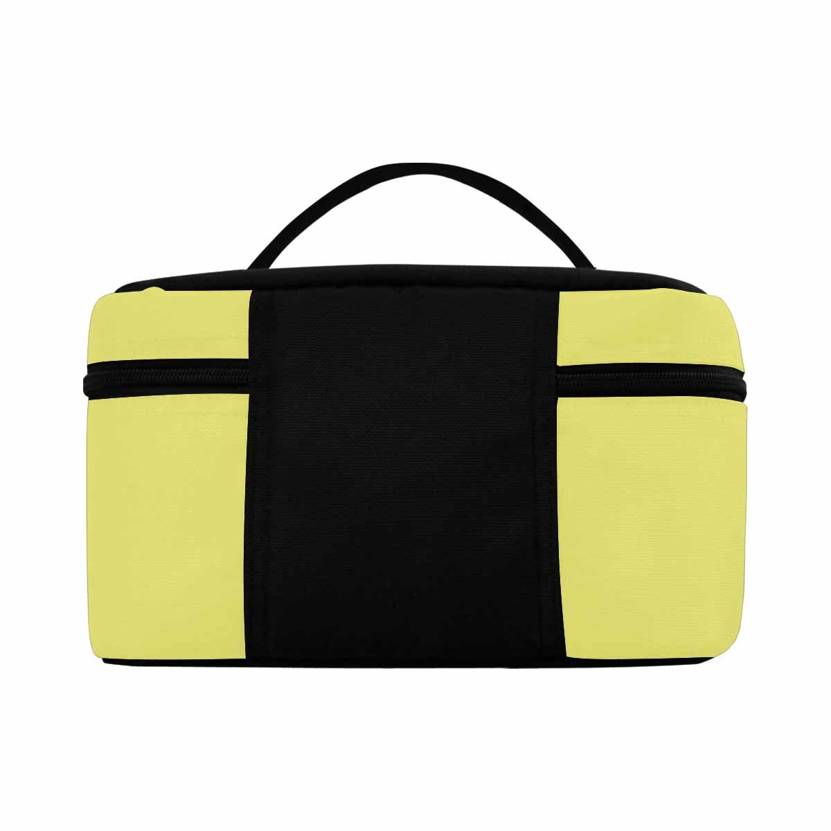 Honeysuckle Yellow Cosmetic Bag with multiple compartments and secure zipper closure, perfect for organizing beauty essentials.