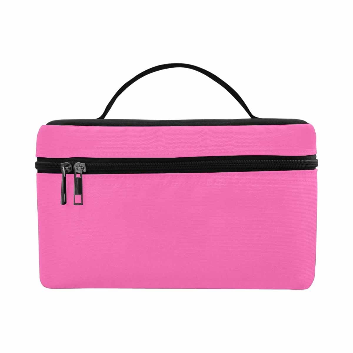 Hot Pink Cosmetic Bag with multiple compartments, stylish design, and secure zipper closure, perfect for organizing beauty essentials.