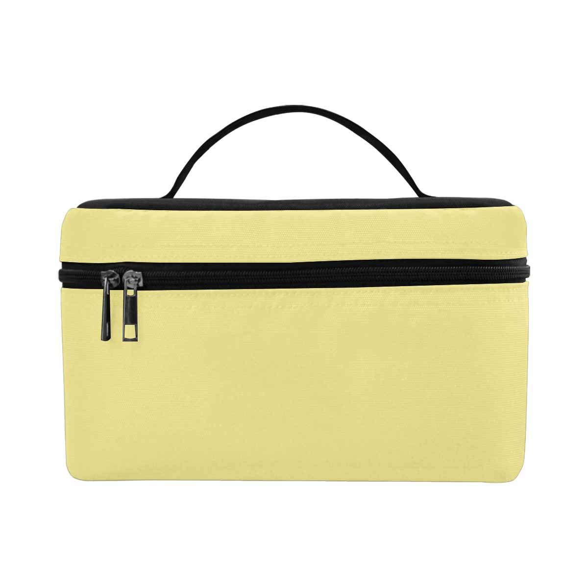 Khaki Yellow Cosmetic Bag with multiple compartments and secure zipper closure, perfect for organizing beauty essentials.