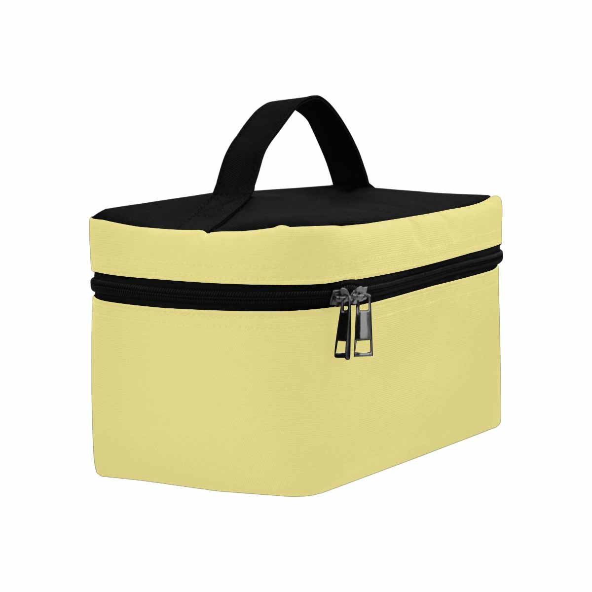 Khaki Yellow Cosmetic Bag with multiple compartments and secure zipper closure, perfect for organizing beauty essentials.