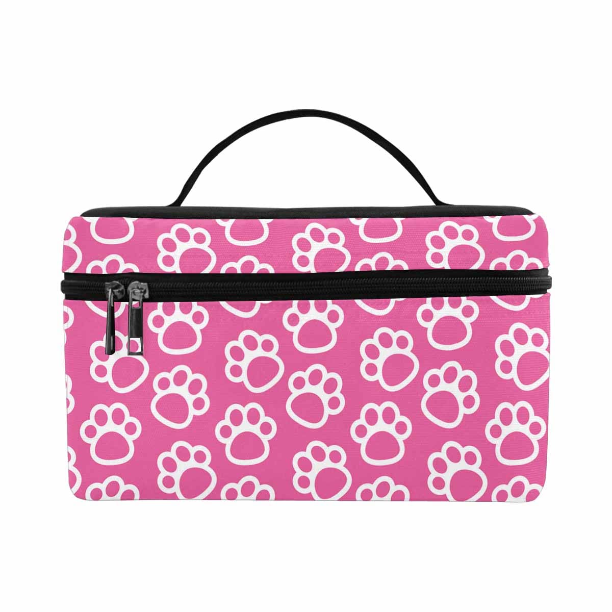 Pink Paws Cosmetic Bag featuring a waterproof design and zipper closure, ideal for travel and cosmetics storage.