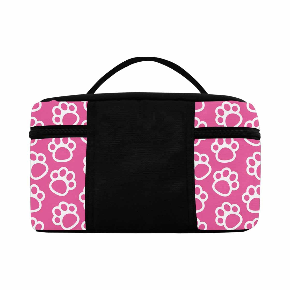 Pink Paws Cosmetic Bag featuring a waterproof design and zipper closure, ideal for travel and cosmetics storage.