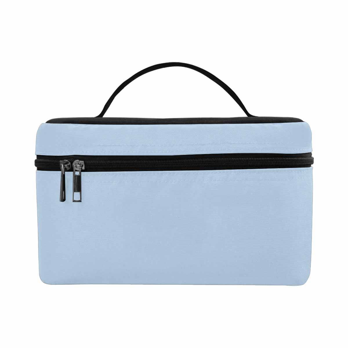 Serenity Blue Cosmetic Bag showcasing its stylish design and spacious compartments, perfect for organizing beauty essentials.