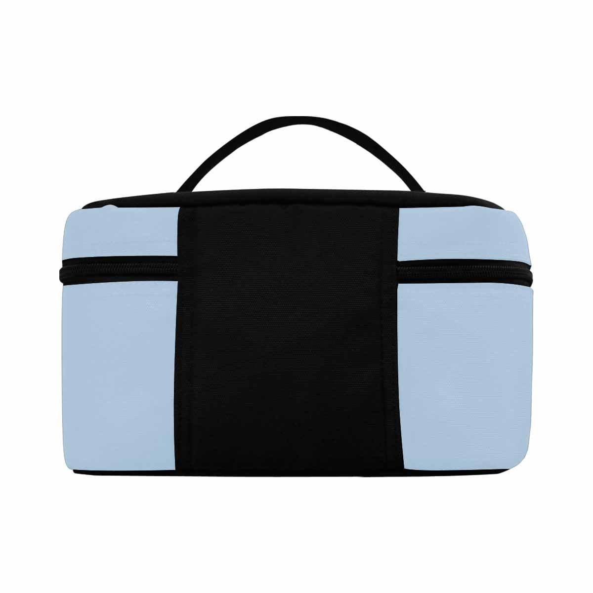 Serenity Blue Cosmetic Bag showcasing its stylish design and spacious compartments, perfect for organizing beauty essentials.