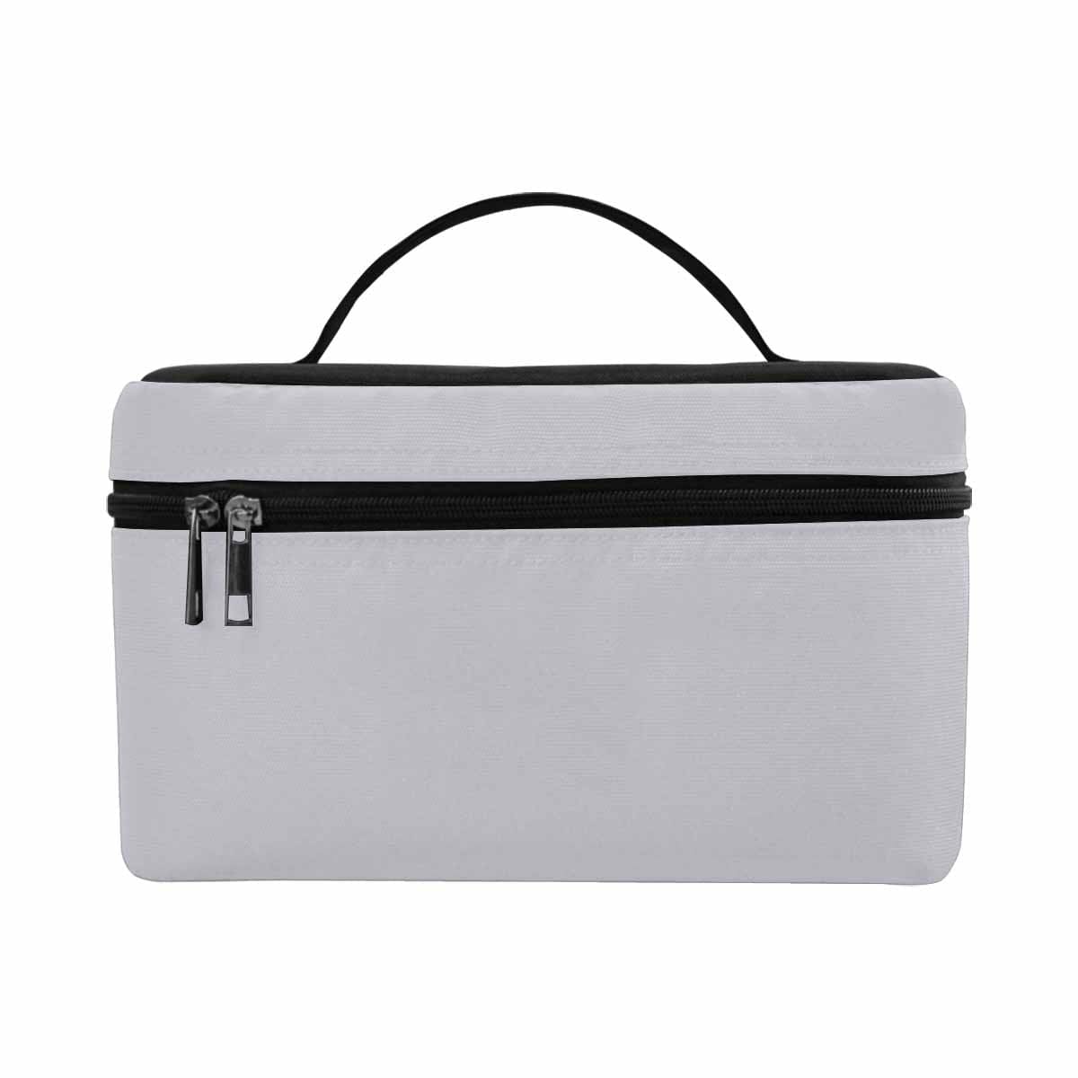 Slate Gray Cosmetic Bag with multiple compartments, showcasing its stylish design and water-resistant material.