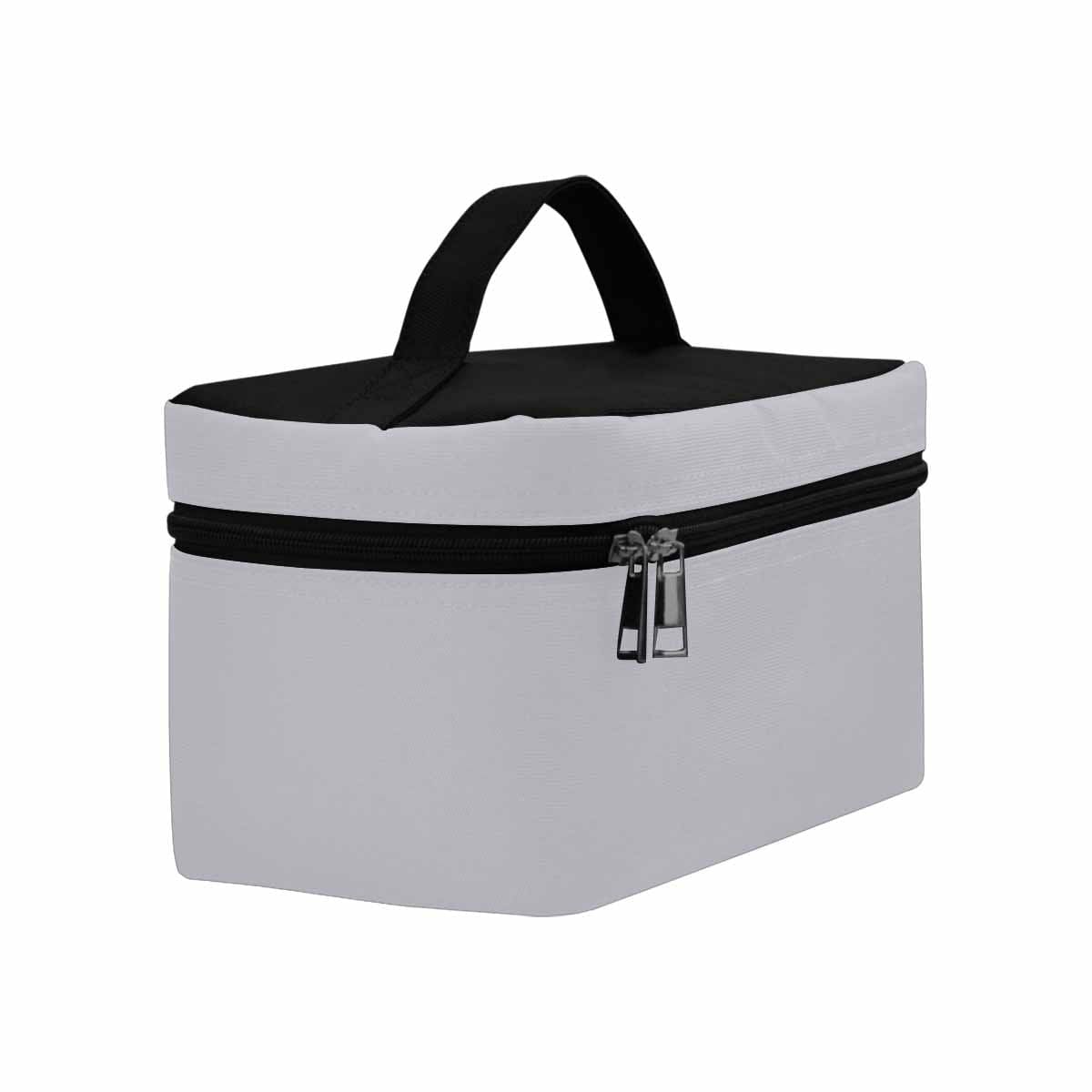 Slate Gray Cosmetic Bag with multiple compartments, showcasing its stylish design and water-resistant material.