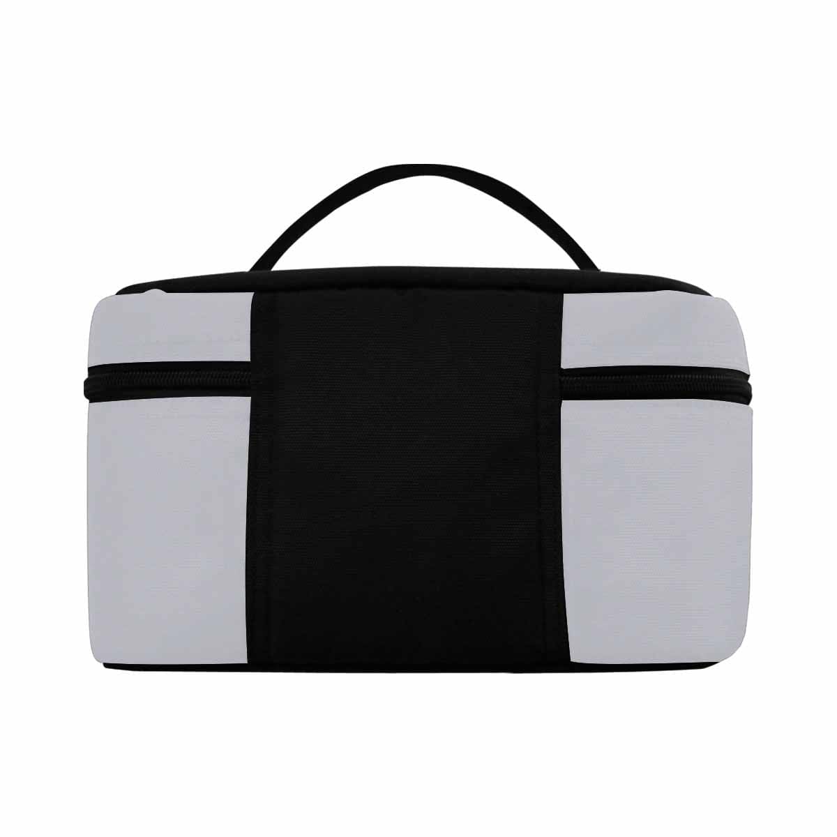 Slate Gray Cosmetic Bag with multiple compartments, showcasing its stylish design and water-resistant material.