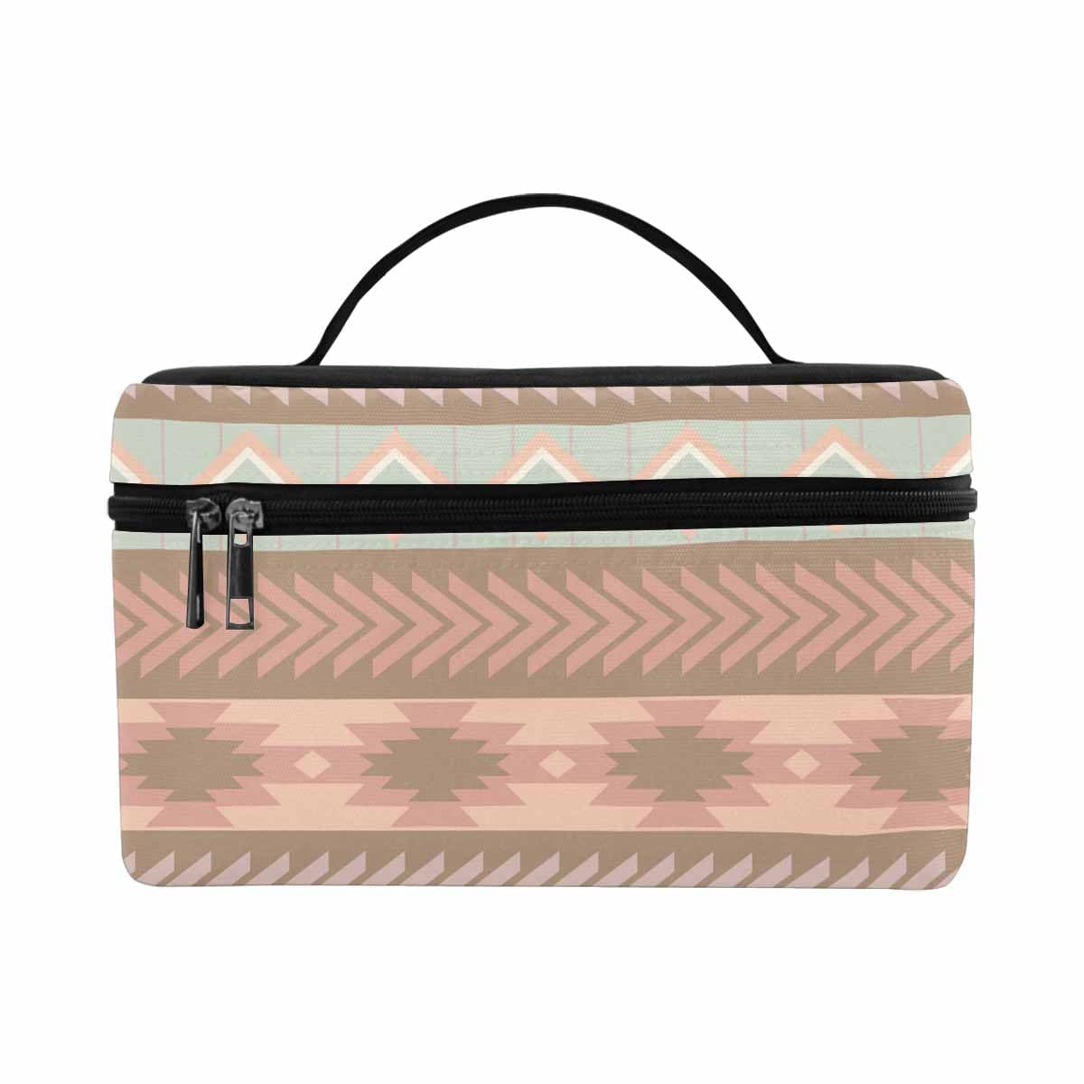 Stylish black and brown waterproof cosmetic bag with zipper closure, perfect for travel and organizing beauty products.