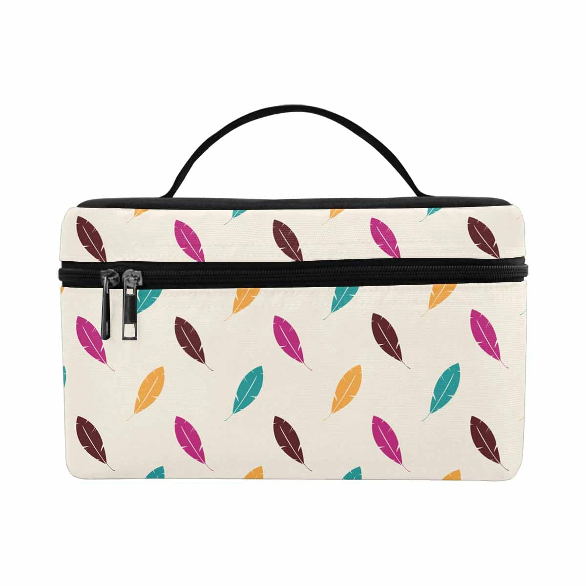 A stylish waterproof cosmetic bag in black and brown, featuring a secure zipper closure, perfect for travel and organization of beauty products.