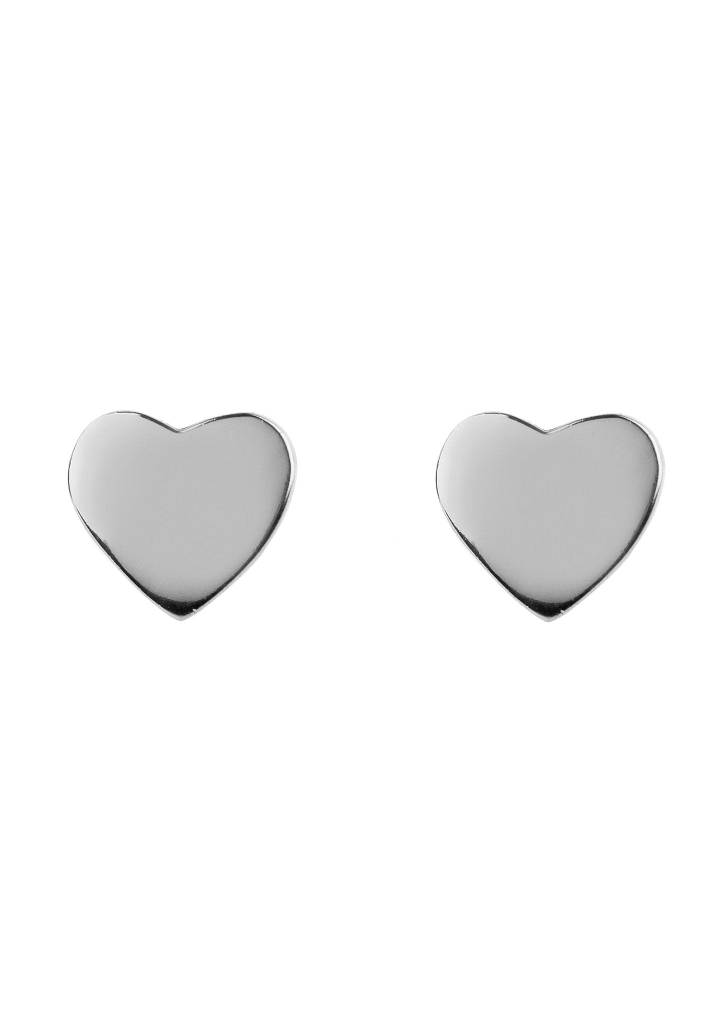 Cosmic Mini Heart Stud Earrings made of 925 sterling silver with a hand hammered convex design, available in gold, rosegold, and rhodium finishes.