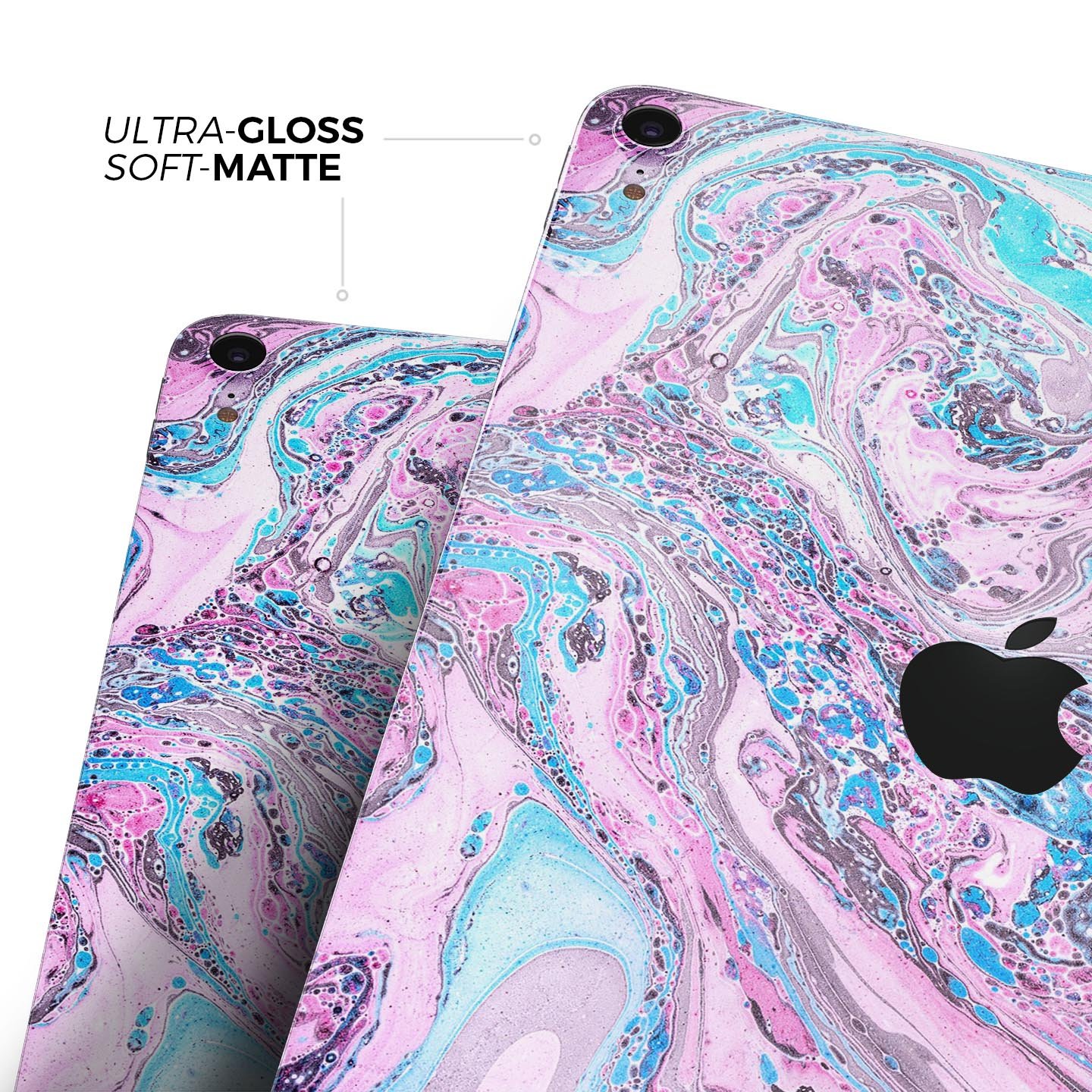 Cotton Candy Oil Mix skin decal for Apple iPad Pro, showcasing vibrant colors and ultra-thin design for protection.