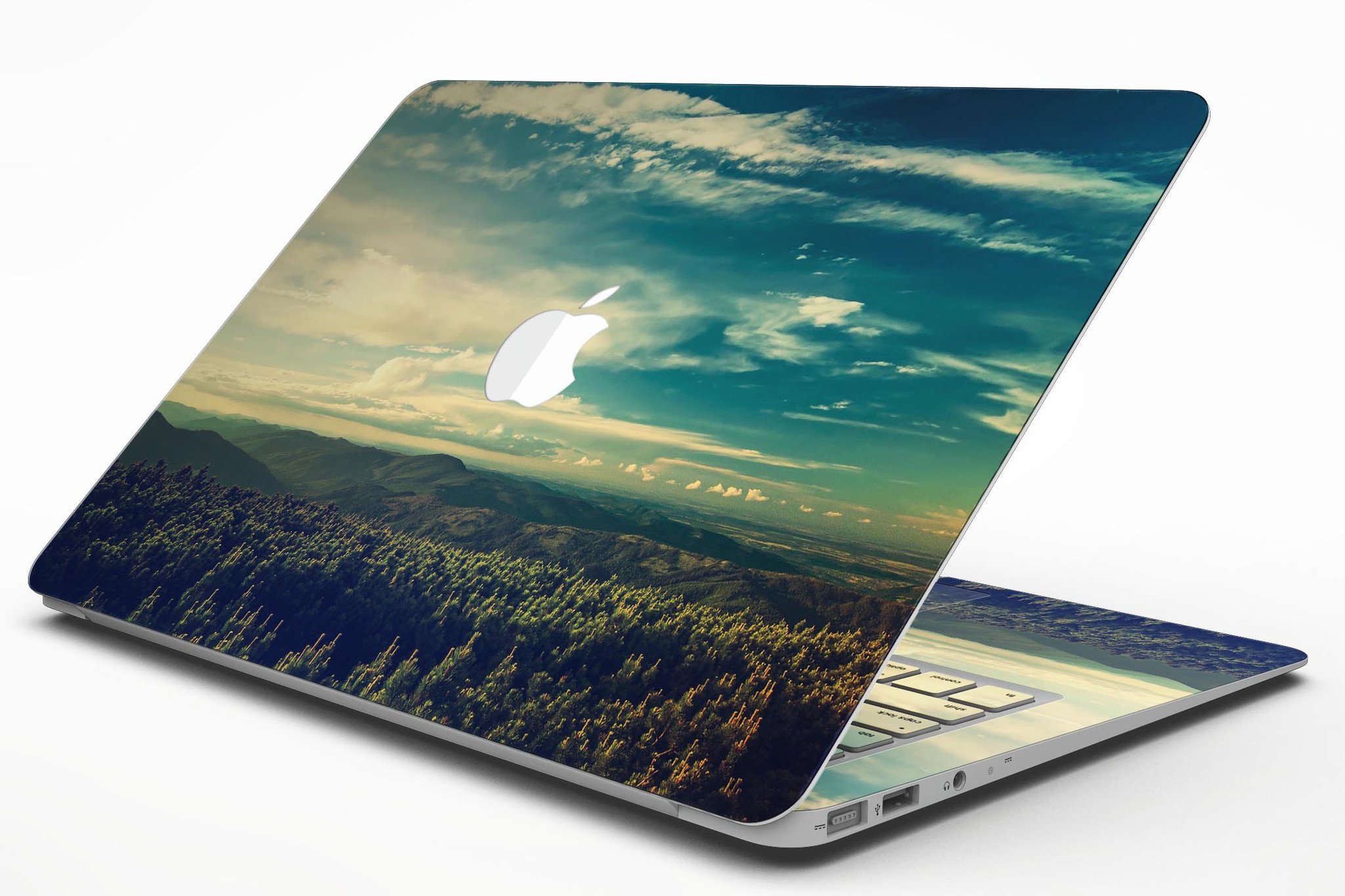 Country Skyline MacBook Air Skin Kit showcasing a vibrant skyline design on a sleek MacBook Air.