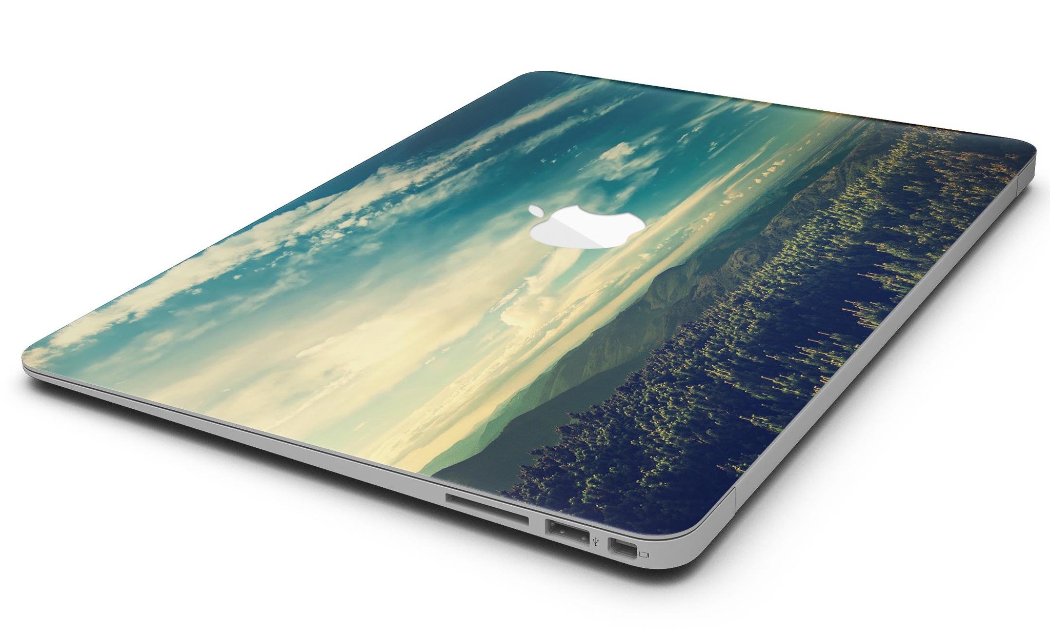 Country Skyline MacBook Air Skin Kit showcasing a vibrant skyline design on a sleek MacBook Air.