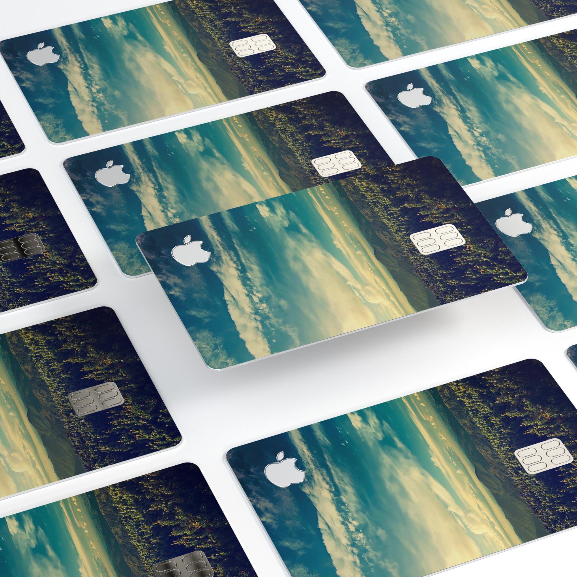 Country Skyline Premium Protective Decal Skin-Kit for Apple Card, showcasing its sleek design and high-quality finish.