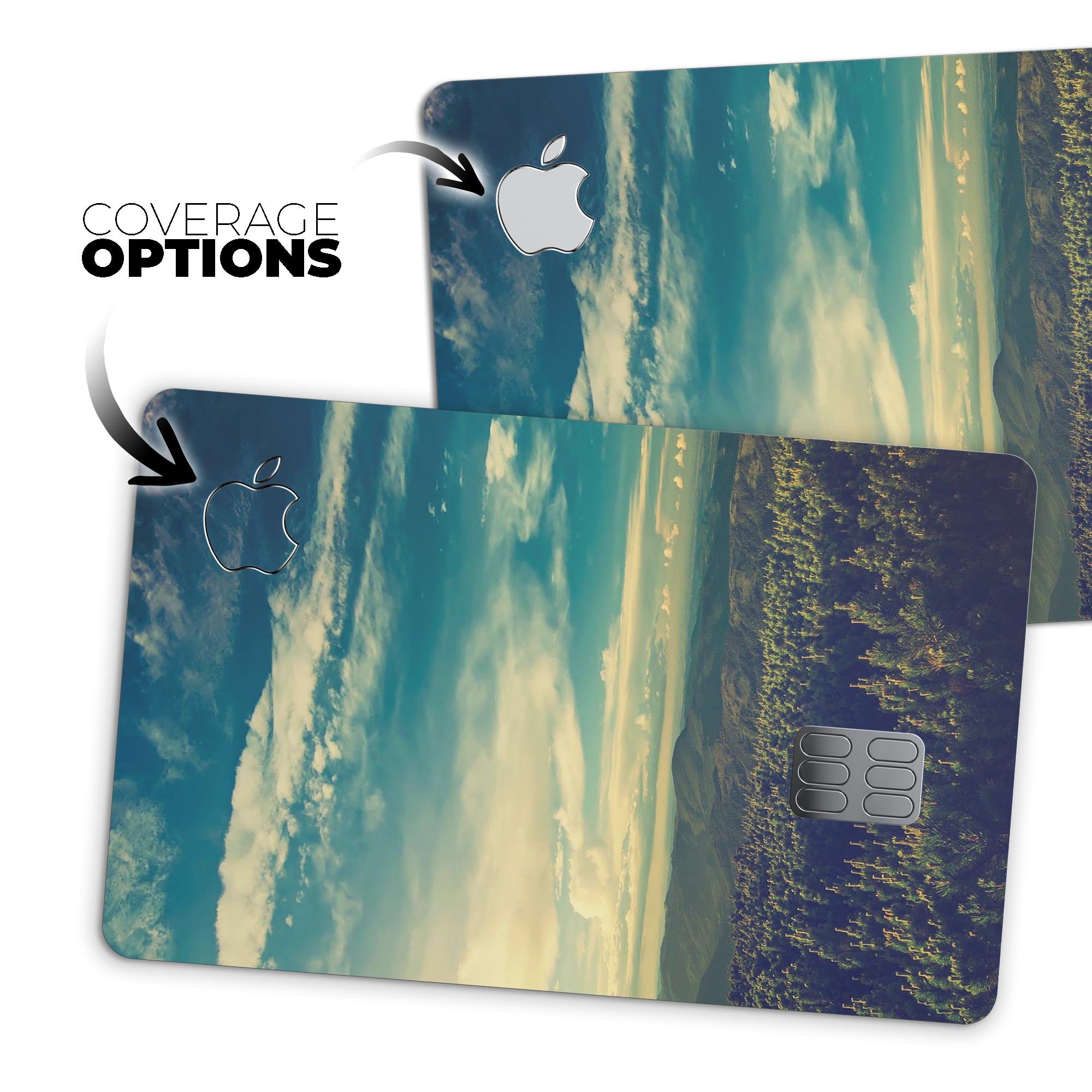 Country Skyline Premium Protective Decal Skin-Kit for Apple Card, showcasing its sleek design and high-quality finish.