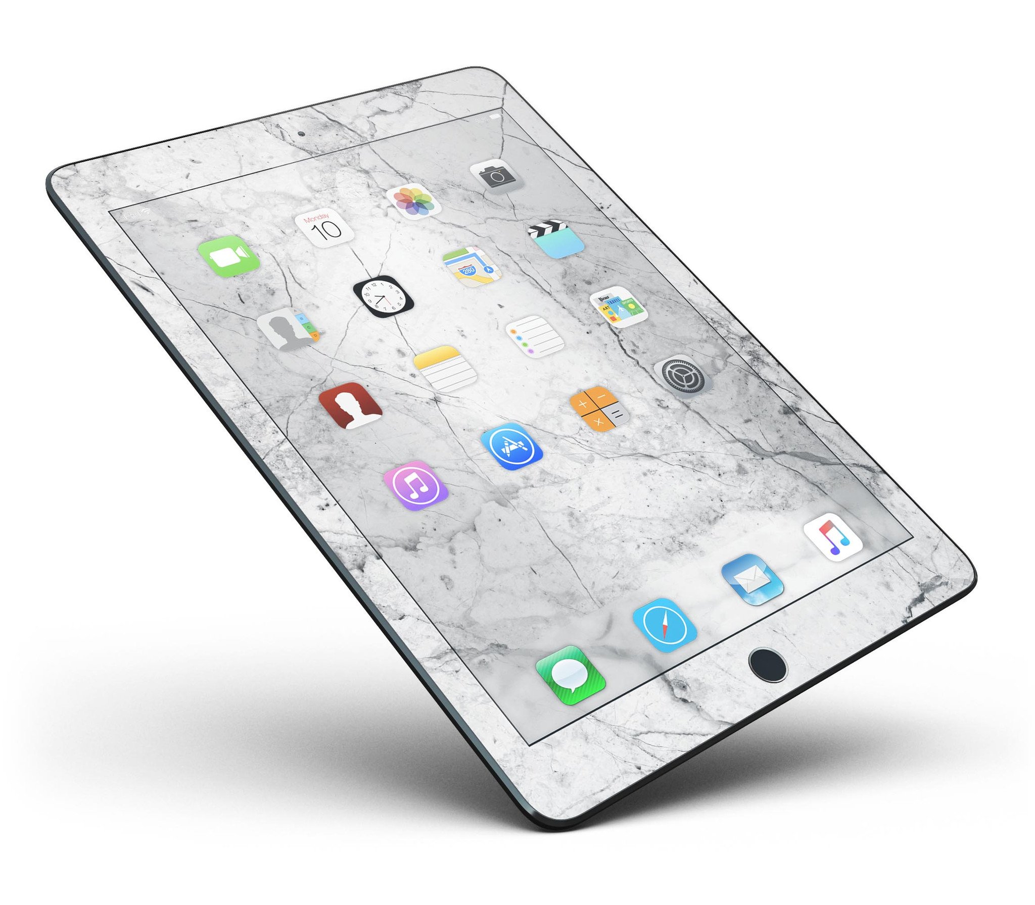 Cracked Marble Surface Full Body Skin for iPad Pro, showcasing a stylish design with a smooth finish.