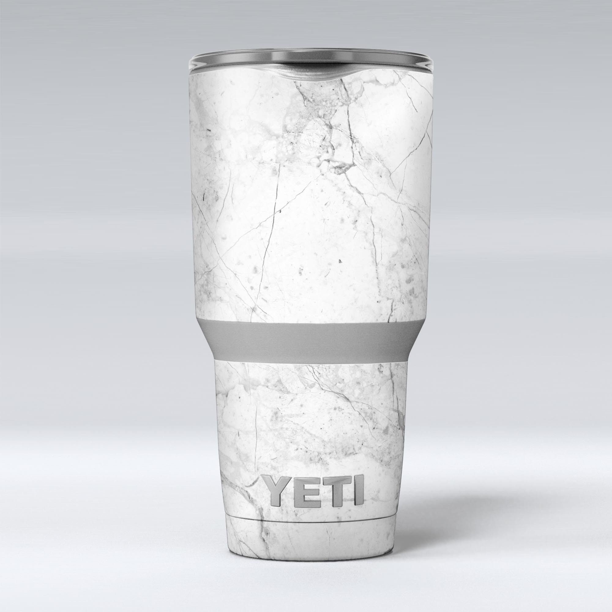 Cracked marble vinyl wrap skin for Yeti Cooler, showcasing a stylish design that enhances protection and aesthetics.