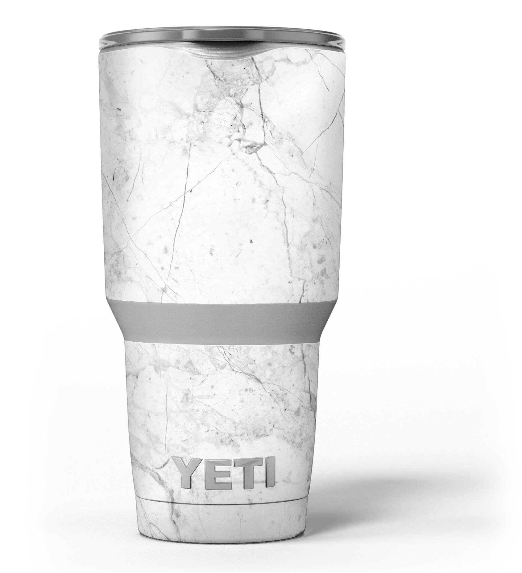 Cracked marble vinyl wrap skin for Yeti Cooler, showcasing a stylish design that enhances protection and aesthetics.