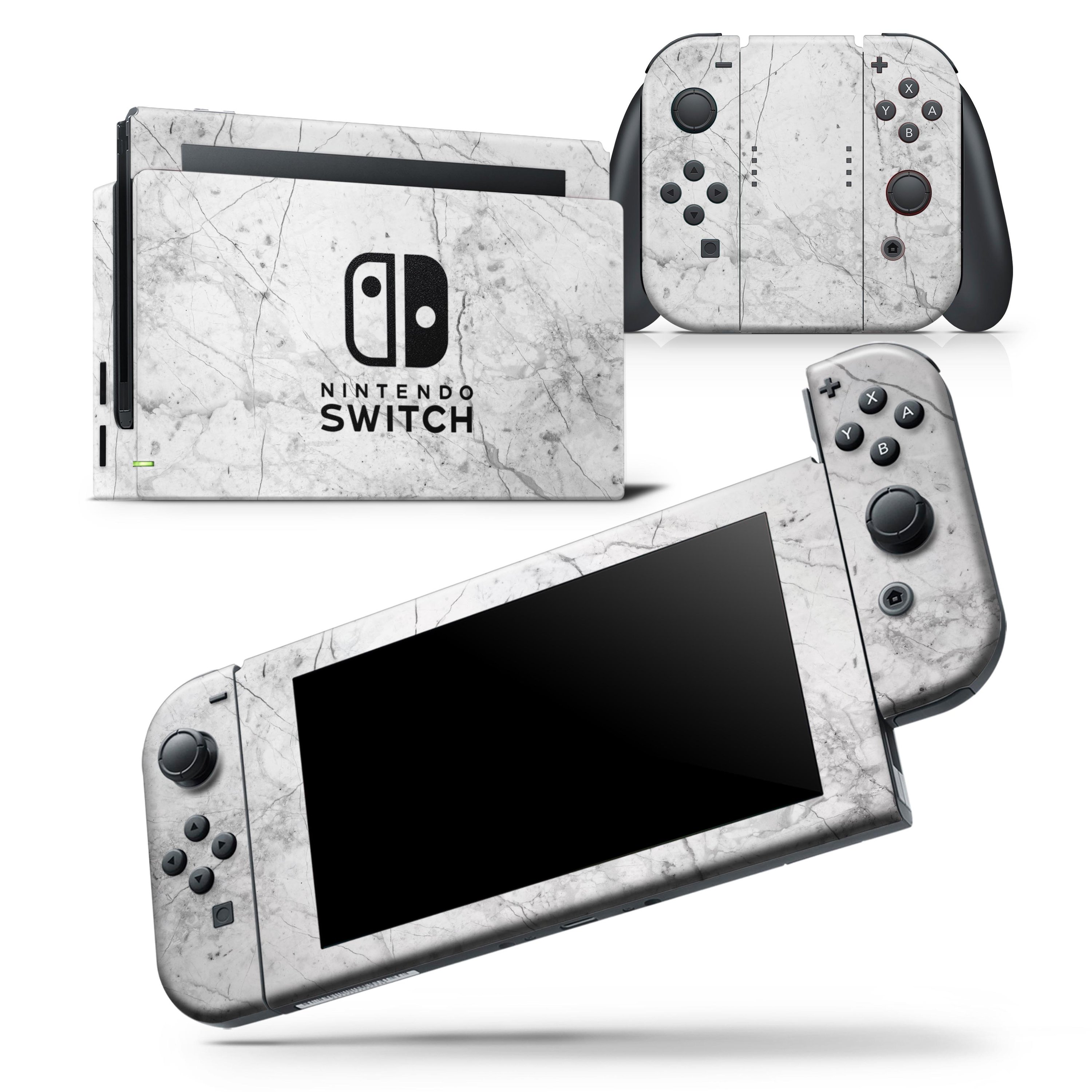 Cracked marble skin wrap decal for Nintendo Switch Lite, showcasing a stylish design that fits snugly on the console and controllers.