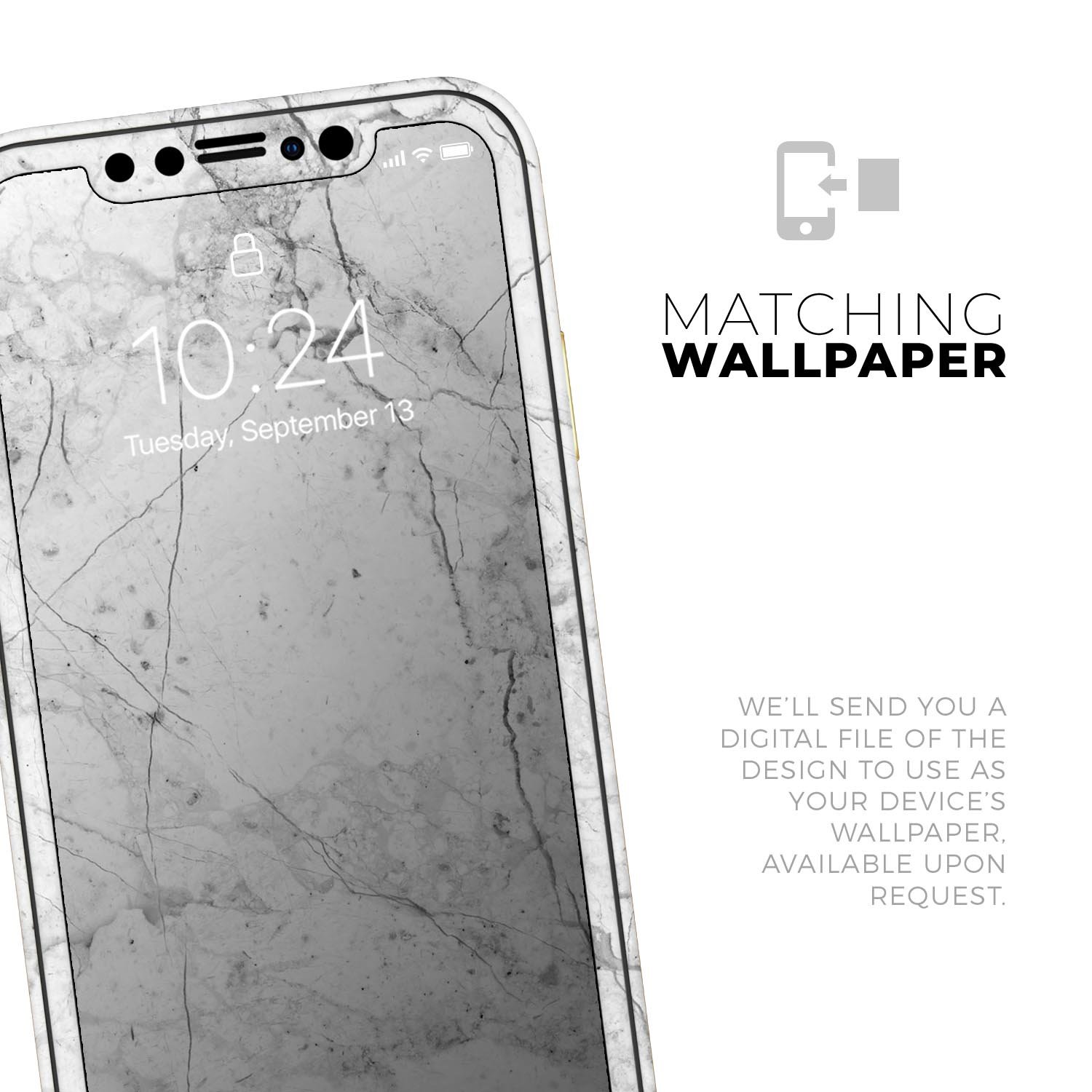 Cracked Marble Surface Skin-Kit for Apple iPhone 13, showcasing a stylish design with premium vinyl material.