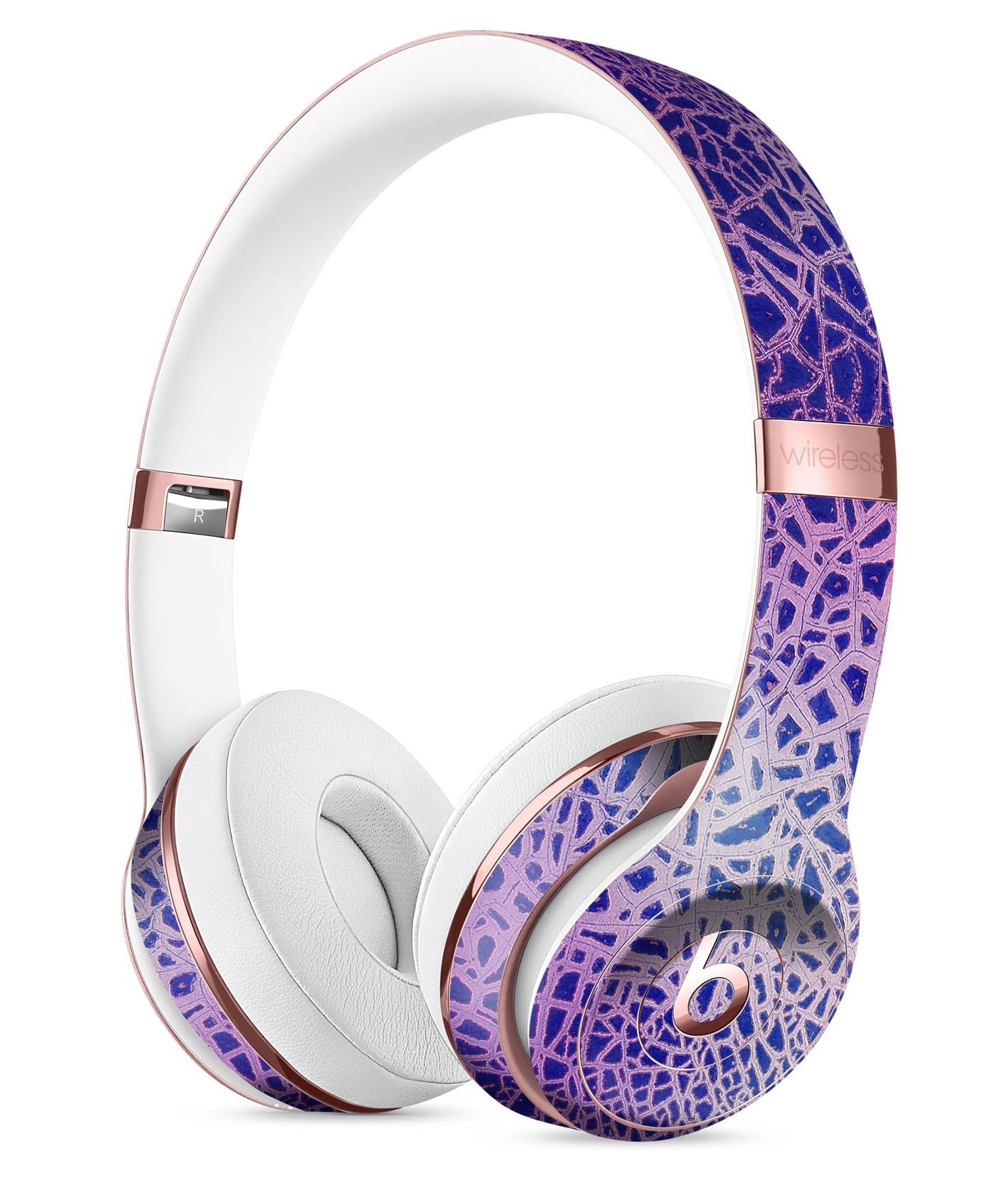 Cracked Purple Texture Full-Body Skin Kit for Beats by Dre Solo 3, showcasing vibrant purple design and precise cut for headphones.