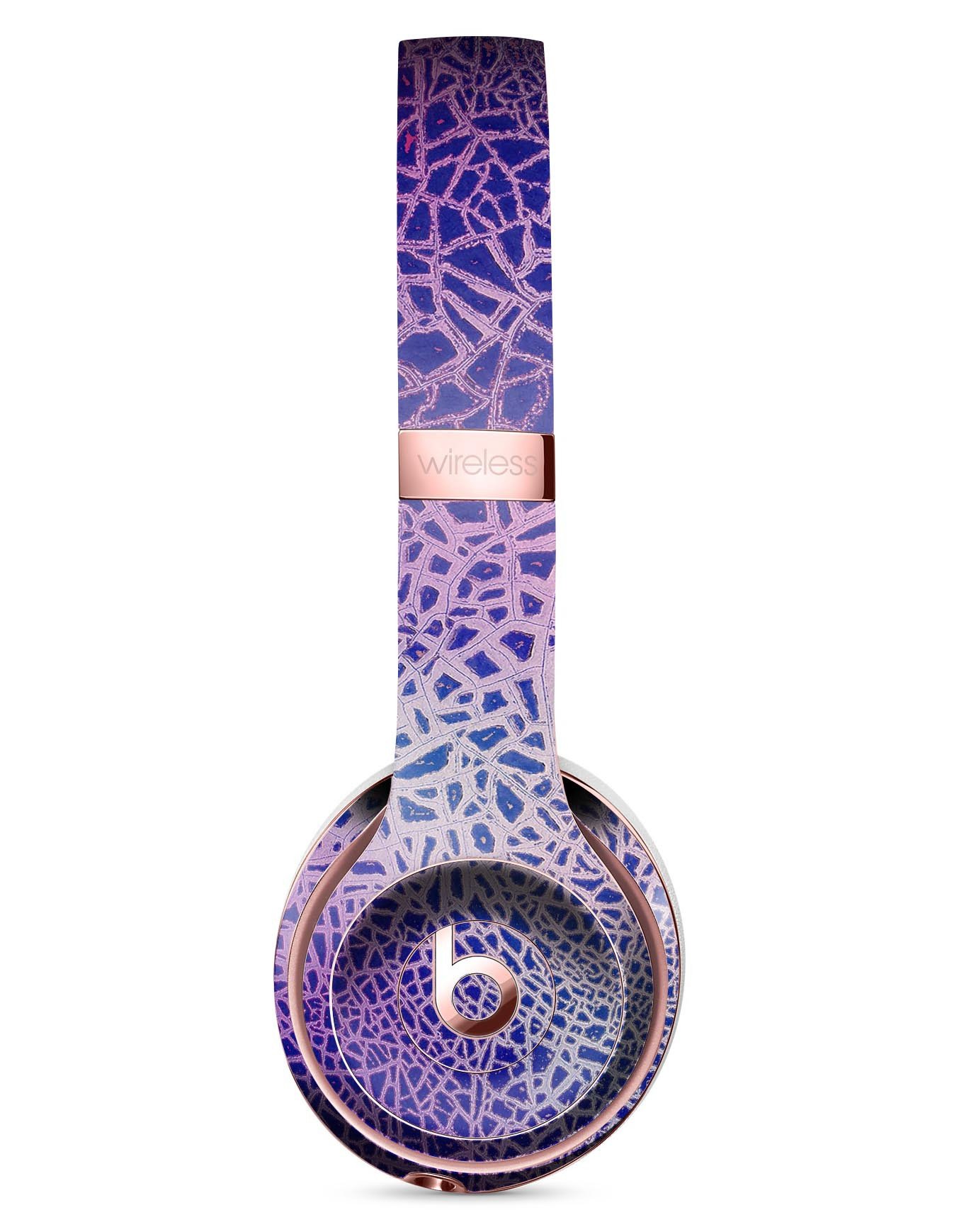 Cracked Purple Texture Full-Body Skin Kit for Beats by Dre Solo 3, showcasing vibrant purple design and precise cut for headphones.