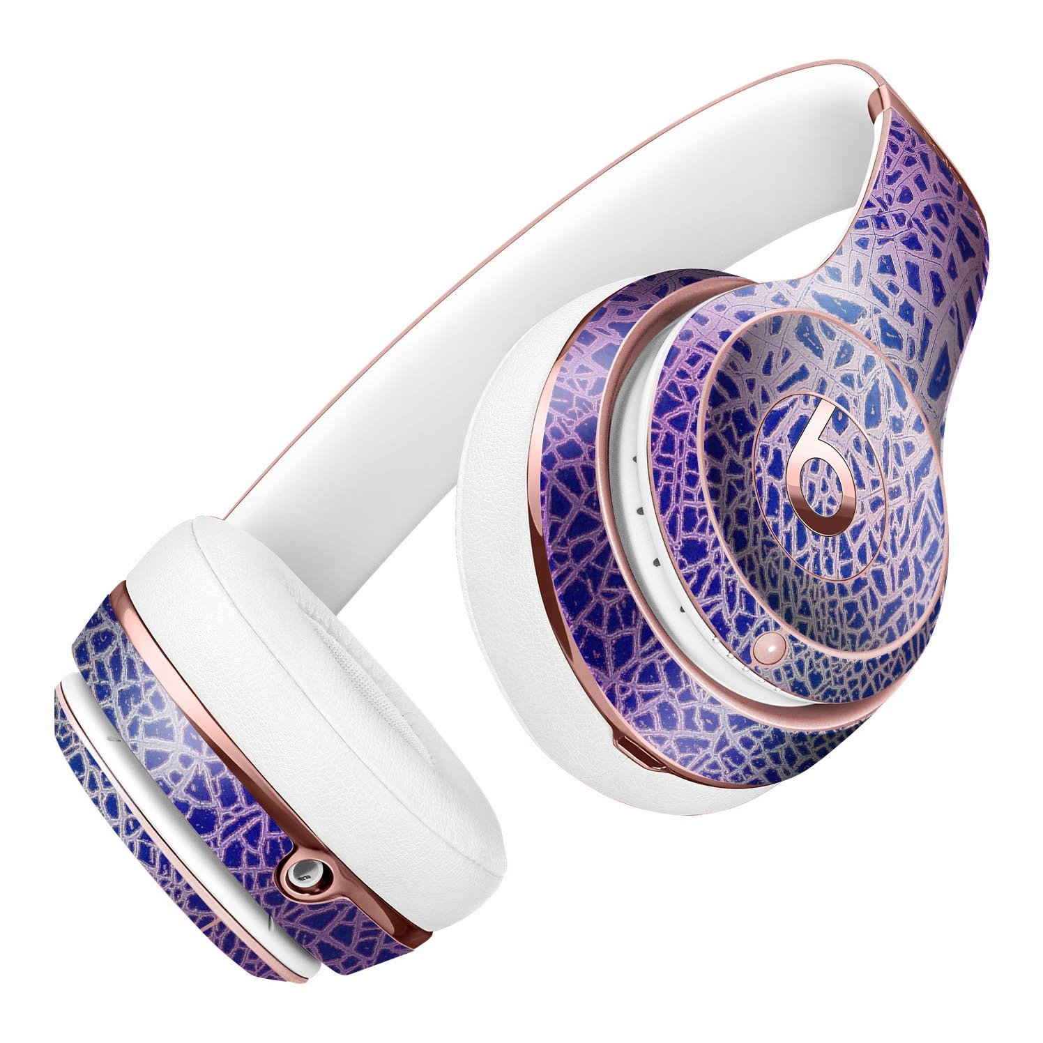 Cracked Purple Texture Full-Body Skin Kit for Beats by Dre Solo 3, showcasing vibrant purple design and precise cut for headphones.