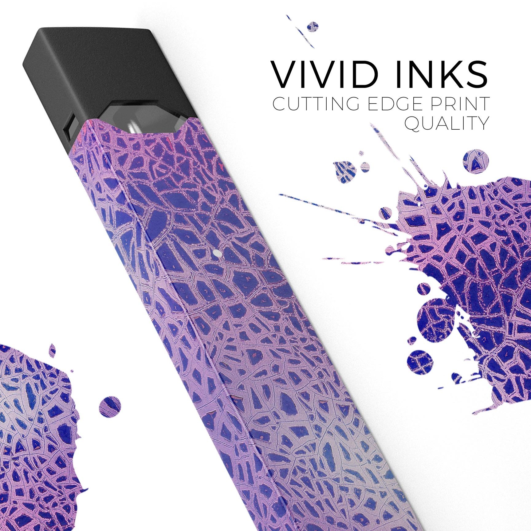 Cracked Purple Texture skin-wrap sticker for JUUL device, showcasing vibrant colors and precise cut for a perfect fit.