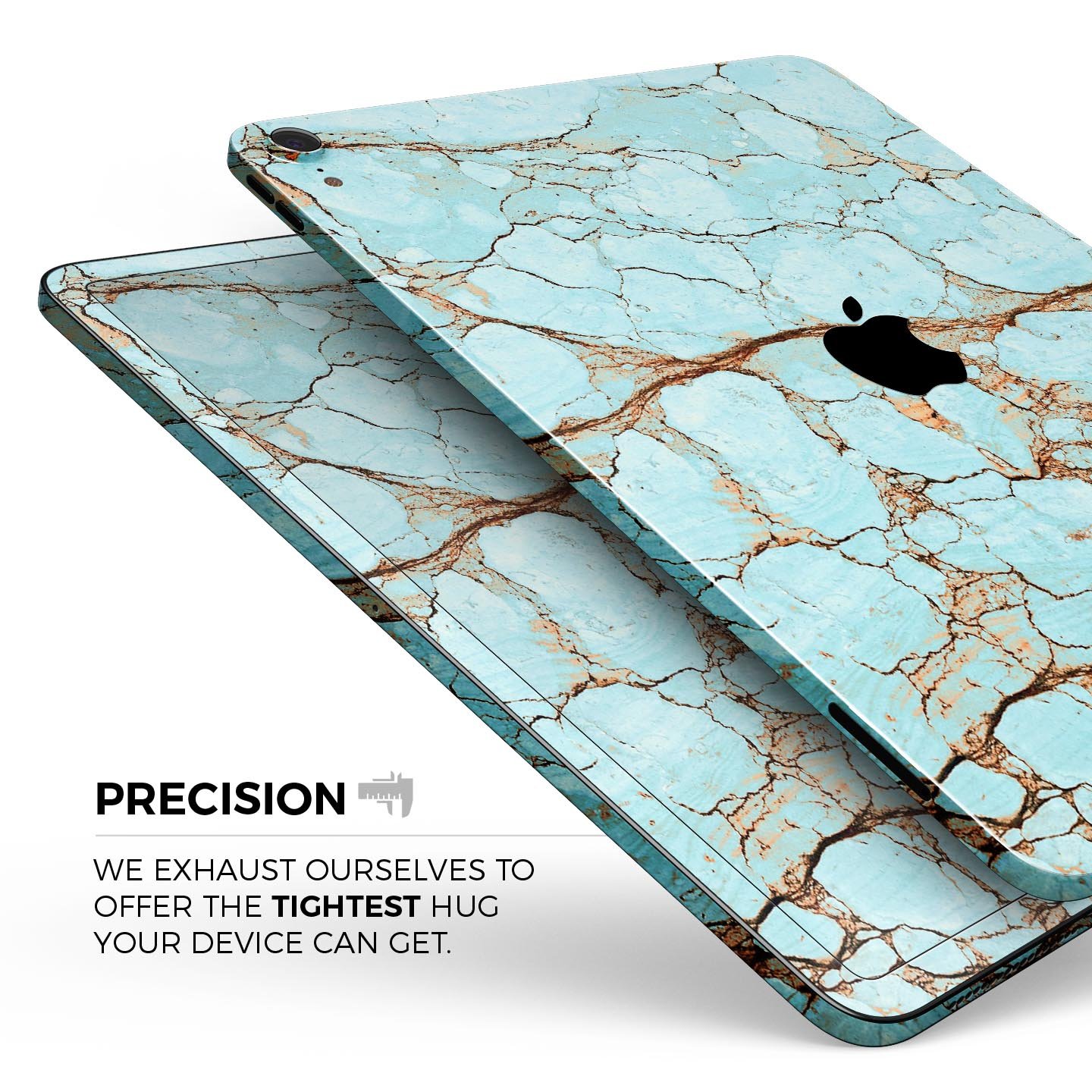 Cracked Teal Stone skin decal for Apple iPad Pro, showcasing its vibrant design and premium finish.