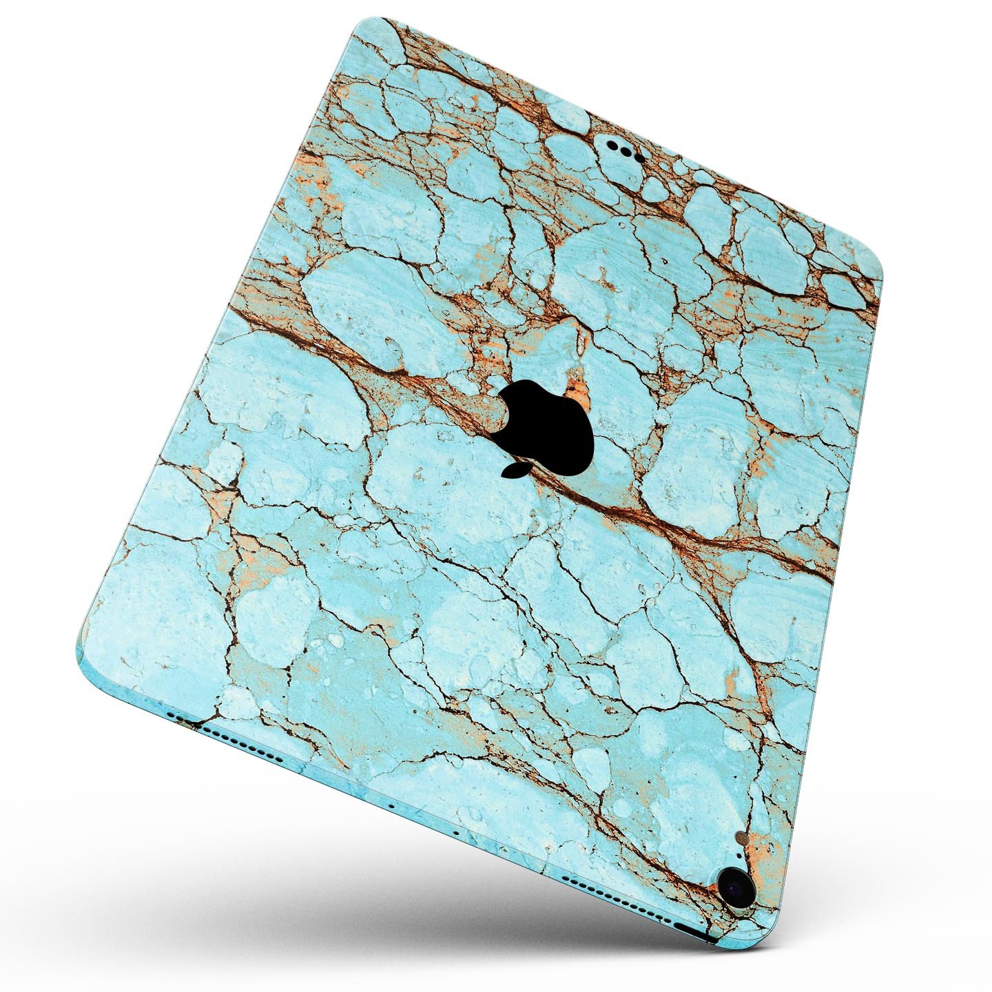 Cracked Teal Stone skin decal for Apple iPad Pro, showcasing its vibrant design and premium finish.