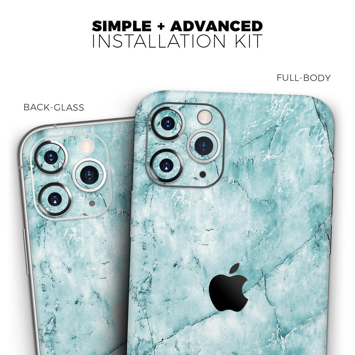 Cracked Turquoise Marble Skin-Kit for Apple iPhone, showcasing vibrant turquoise and marble design.