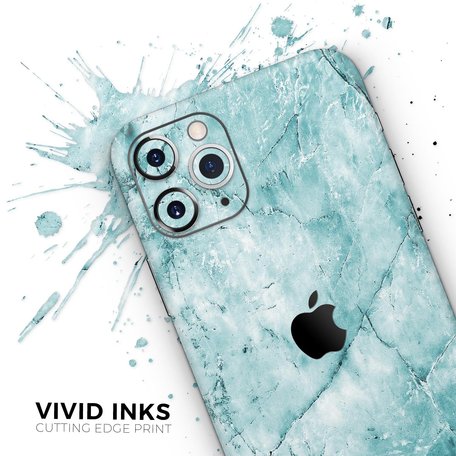 Cracked Turquoise Marble Skin-Kit for Apple iPhone, showcasing vibrant turquoise and marble design.