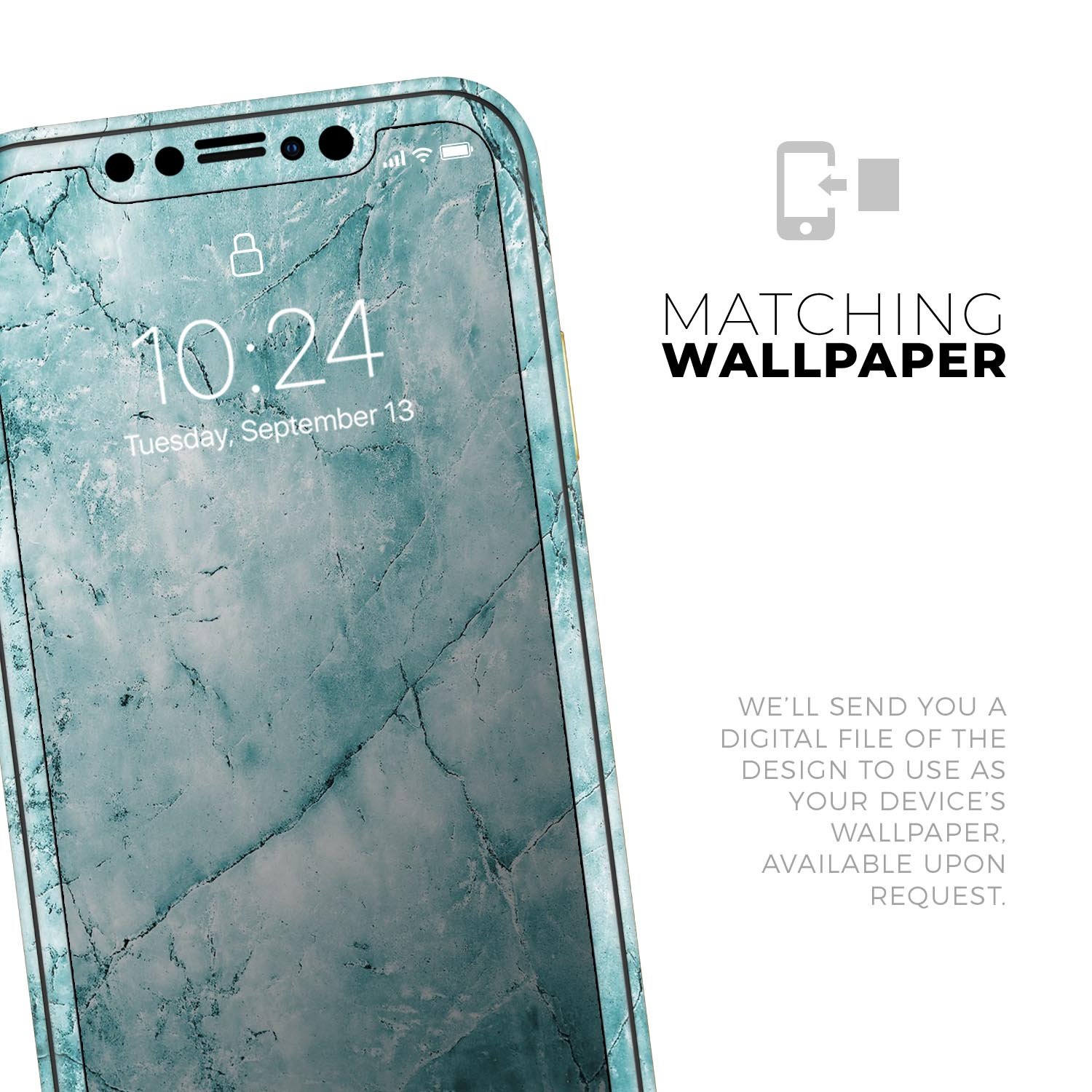 Cracked Turquoise Marble Skin-Kit for Apple iPhone, showcasing vibrant turquoise and marble design.