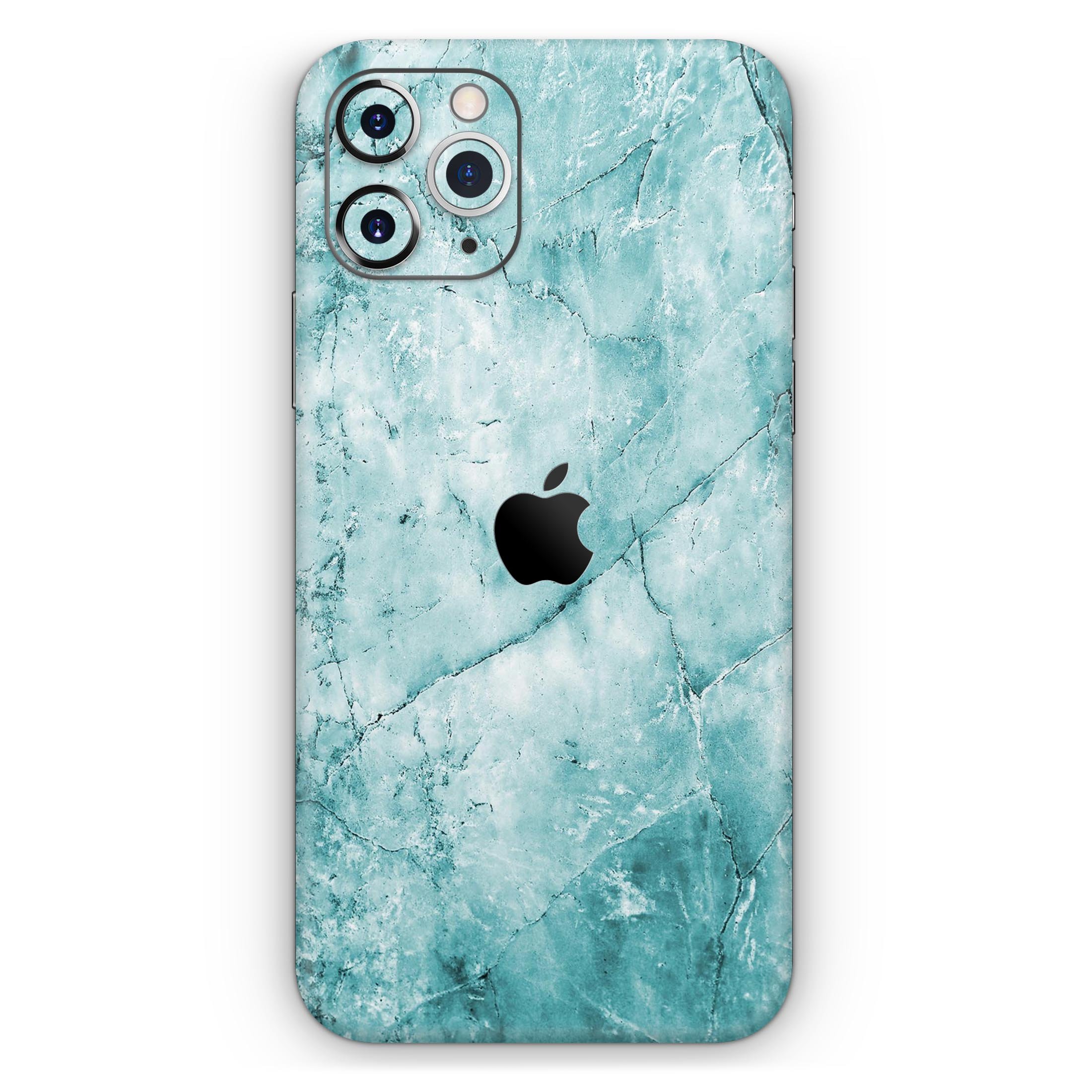 Cracked Turquoise Marble Skin-Kit for Apple iPhone, showcasing vibrant turquoise and marble design.