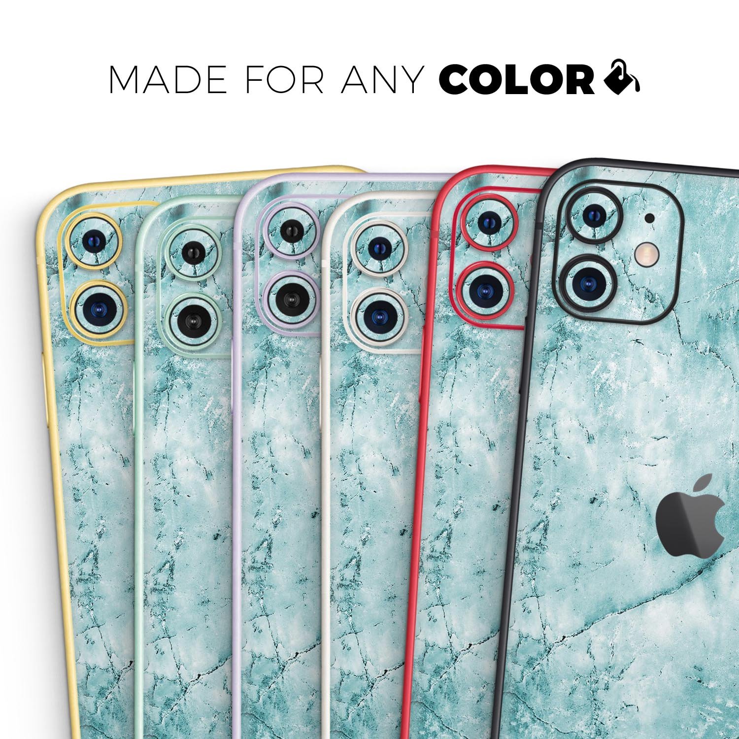 Cracked Turquoise Marble Skin-Kit for Apple iPhone, showcasing vibrant turquoise and marble design.